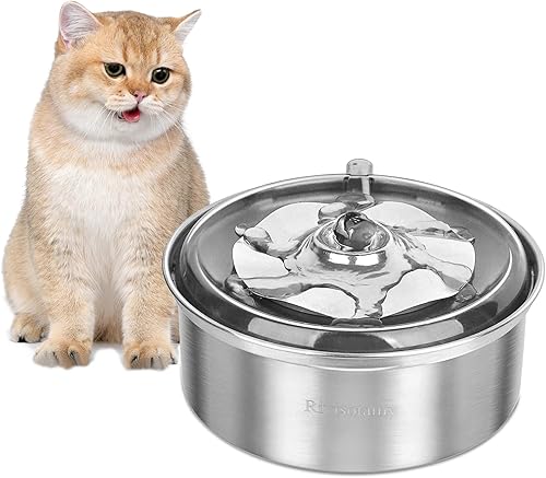 Pequeña fuente de agua para gatos de acero inoxidable de 1 litro, dispensador silencioso para mascotas y perros de interior, sin BPA, fácil de