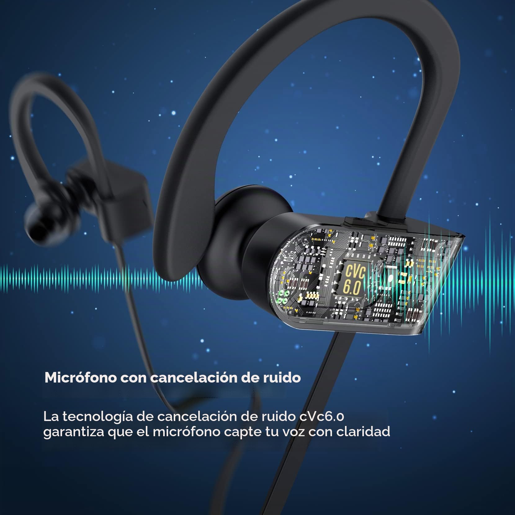 Auriculares Bluetooth, Auriculares Inalámbricos para Correr de Graves Profundos con 16 Horas de Tiempo de Reproducción, Auriculares Bluetooth Auriculares Deportivos Impermeables IPX7 con Micrófono