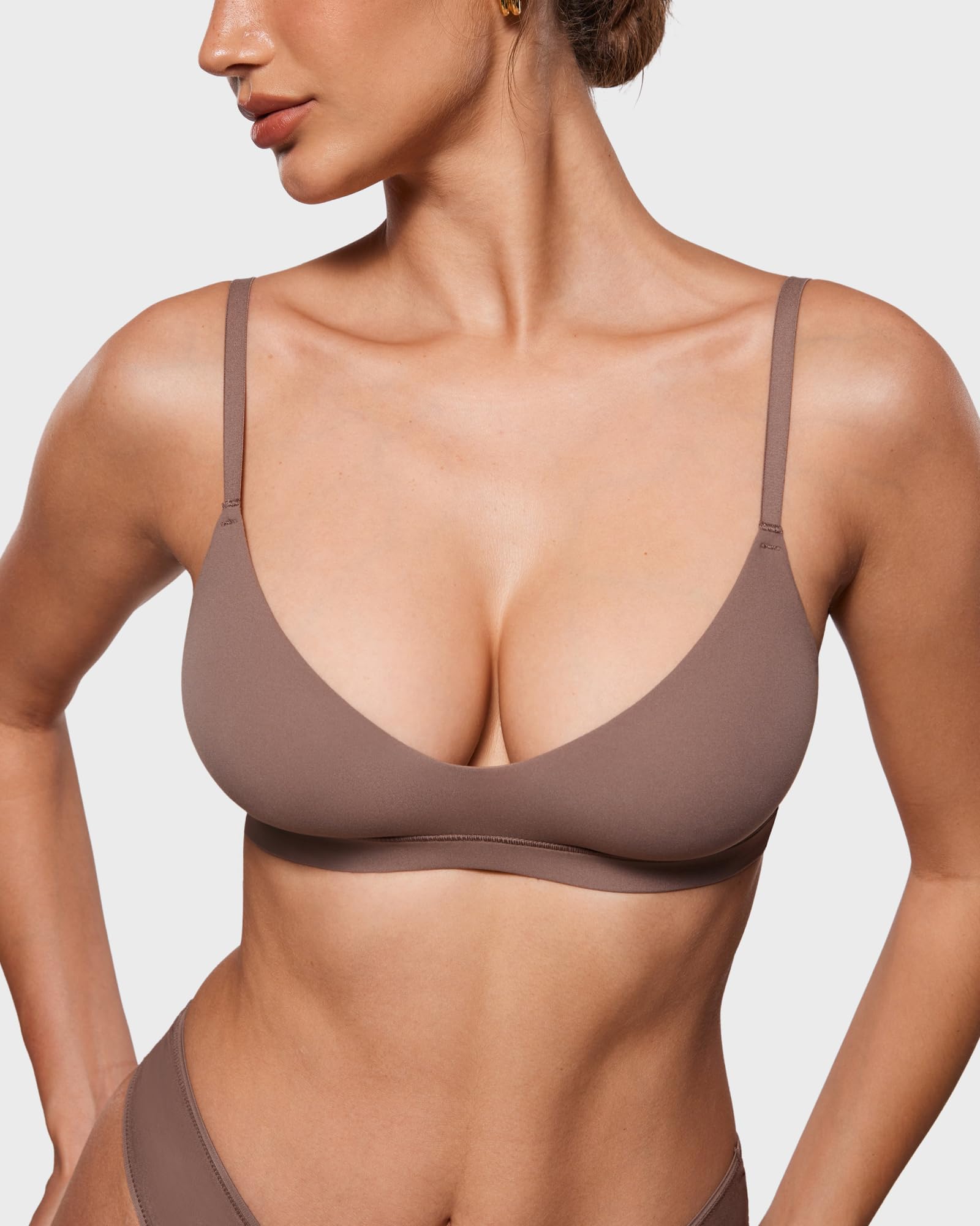 INLYRIC Biustonosz typu bralette bez wypełnienia | Ultramiękki, bez podszewki, bez fiszbin, dwuwarstwowy, z ramiączkami, wkładany przez głowę, bez fiszbin