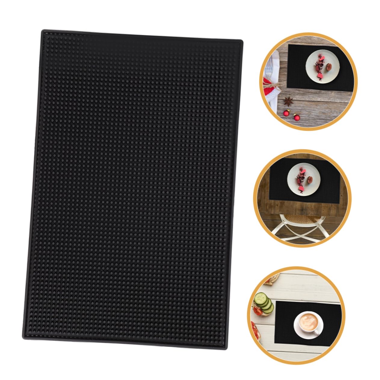 Tappetino da Bar Spesso 2 Pezzi in Pvc Antiscivolo per Cucina | Nero, Facile da Pulire, per Piano Cucina e Coffee Bar, Aiuta a Contenere le Perdite di Caffè