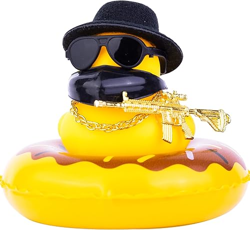 MuMyer Adornos de pato de goma para automóvil, decoración de tablero de automóvil con accesorios geniales, cubierta de boca, mini anillo de