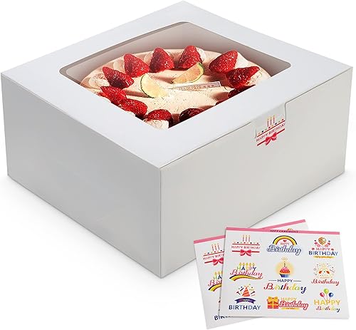 10 cajas de galletas de 10 x 10 x 5 pulgadas con ventana, cajas blancas de panadería, cajas desechables de 10 pulgadas, uso como cajas de galletas,