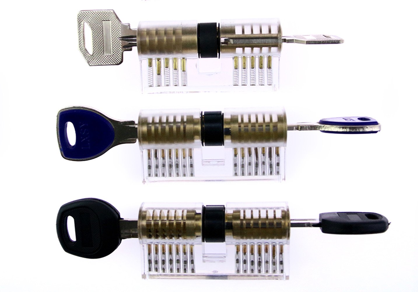 Cerradura transparente de práctica de cerradura, estructura interna claramente visible, cerradura de entrenamiento transparente para cerrajero, principiante (9 candados)