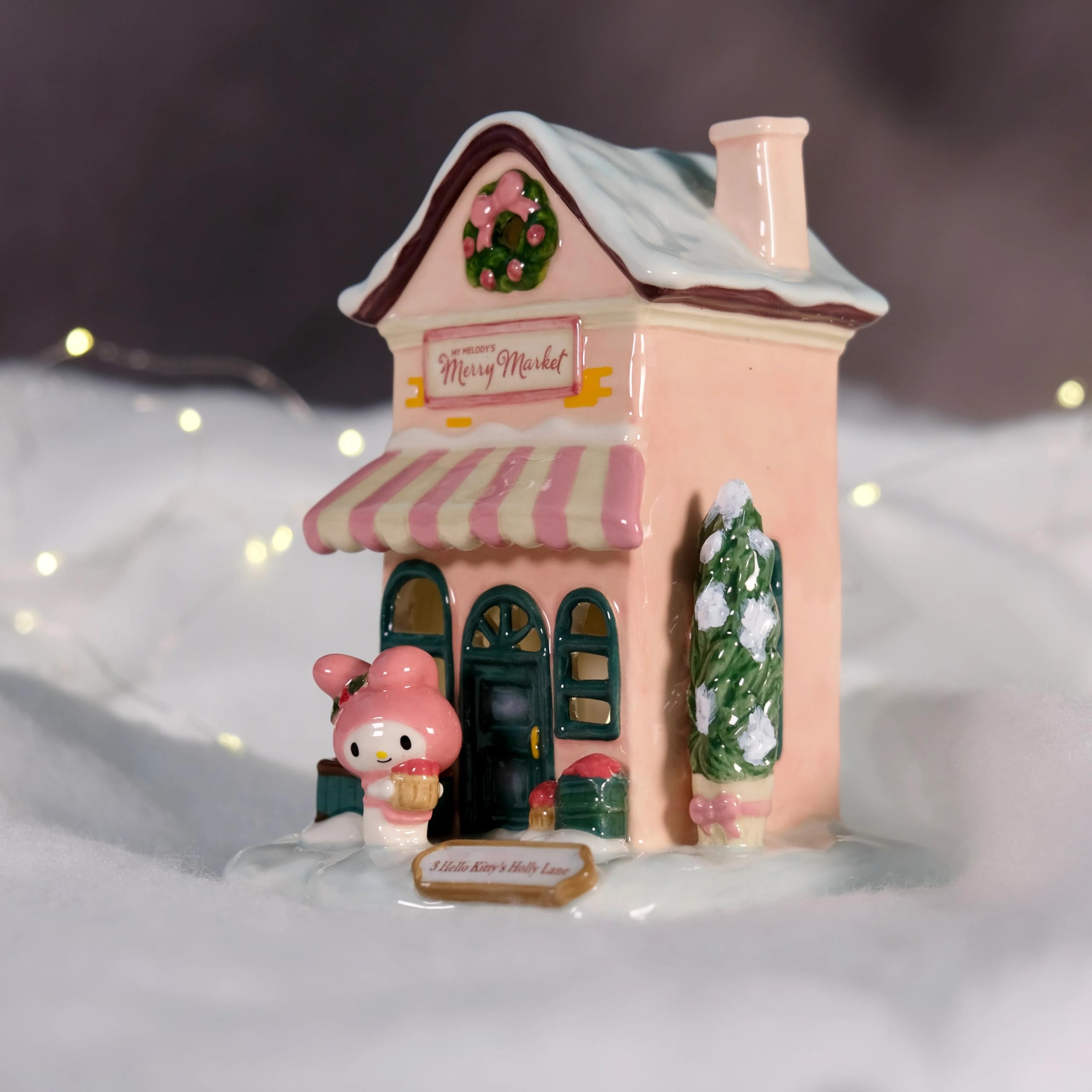 ♡mei♡moka♡トールペイント♡ハローベイビー♡クリスマス Kuromi's Mischievous Mistletoe Ceramic Candle House