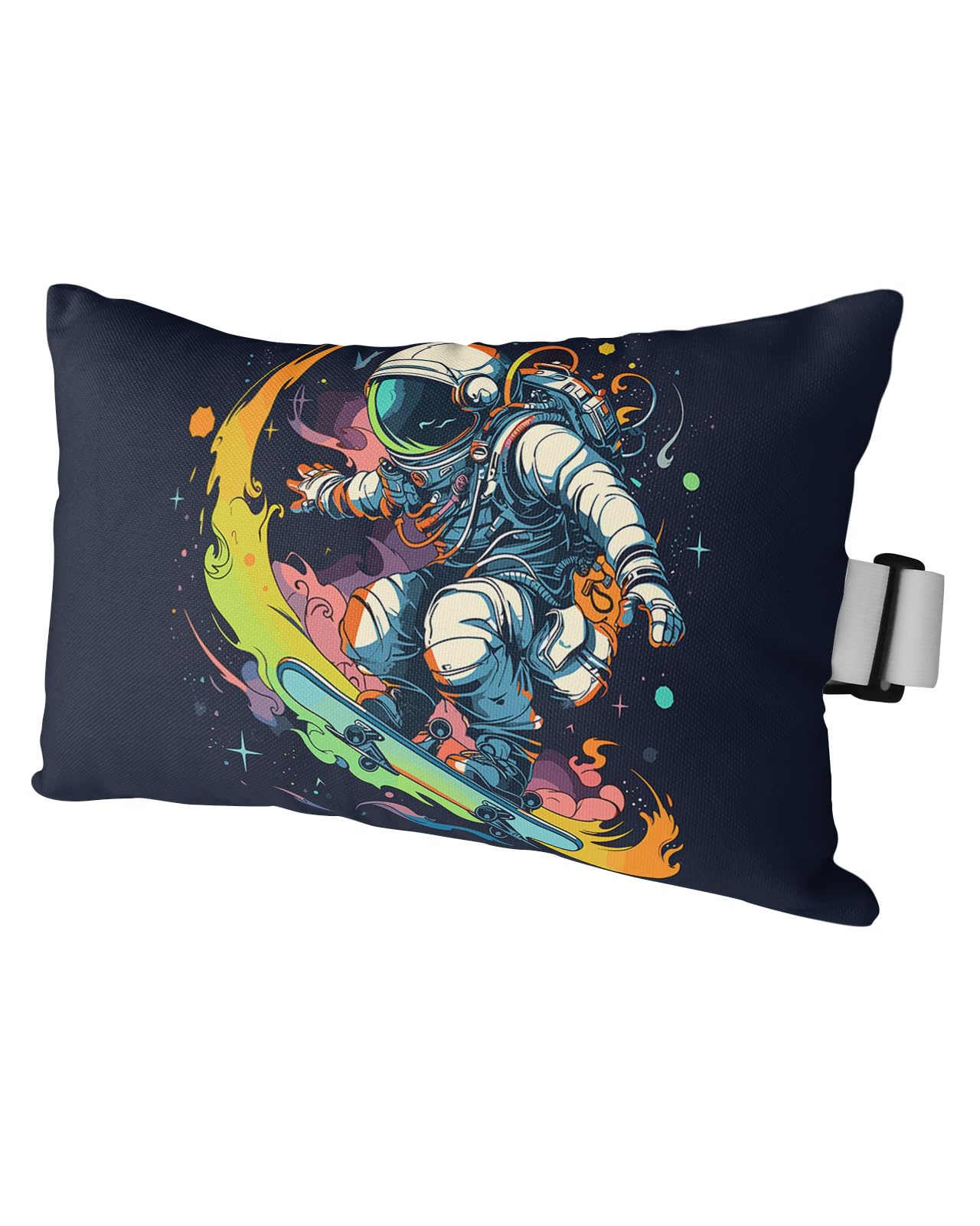 Outdoor Pillows Covers with Inserts Sports Theme Watercolor Astronaut Skateboard Painting Waterproof Pillow with Adjustable Strap Throw Pillows for Patio Furniture Pool Lounge Chair, 12x20 Inch, 1PCS