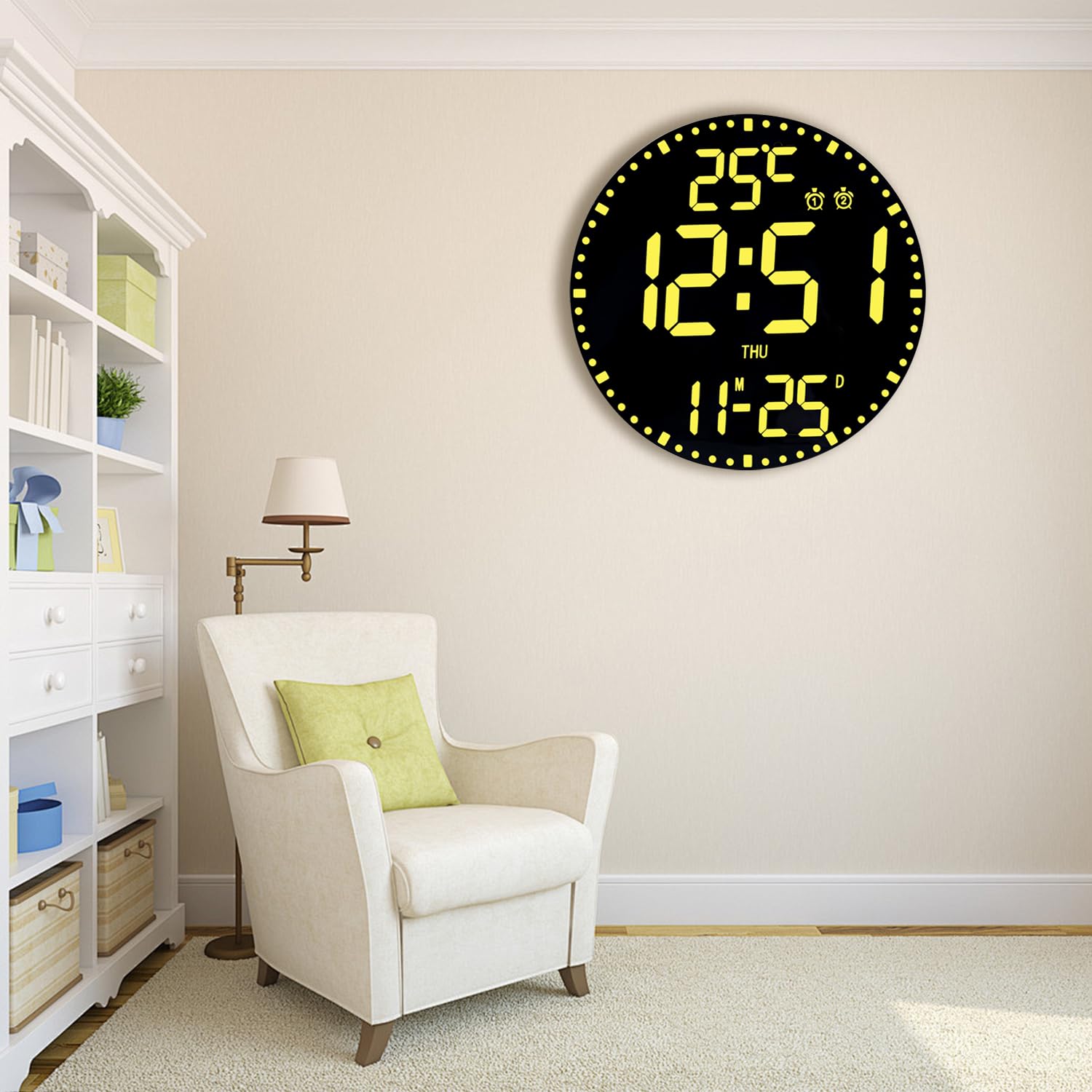 HZDHCLH Horloge murale numérique 12" LED avec télécommande réveil