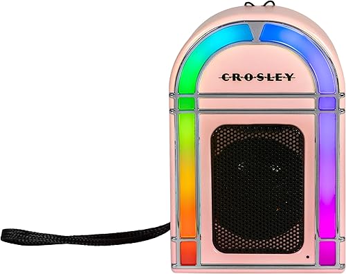 Crosley CR3046A-PI Mini Jukebox Altavoz Bluetooth portátil con luces LED y micrófono, rosa disponible en Yaxa Colombia