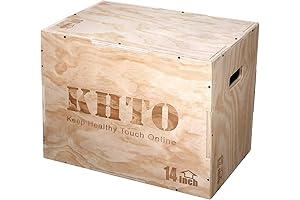 KHTO FITNESS Plyometric Jump Box: 3-in-1 Wood Exercise Platform