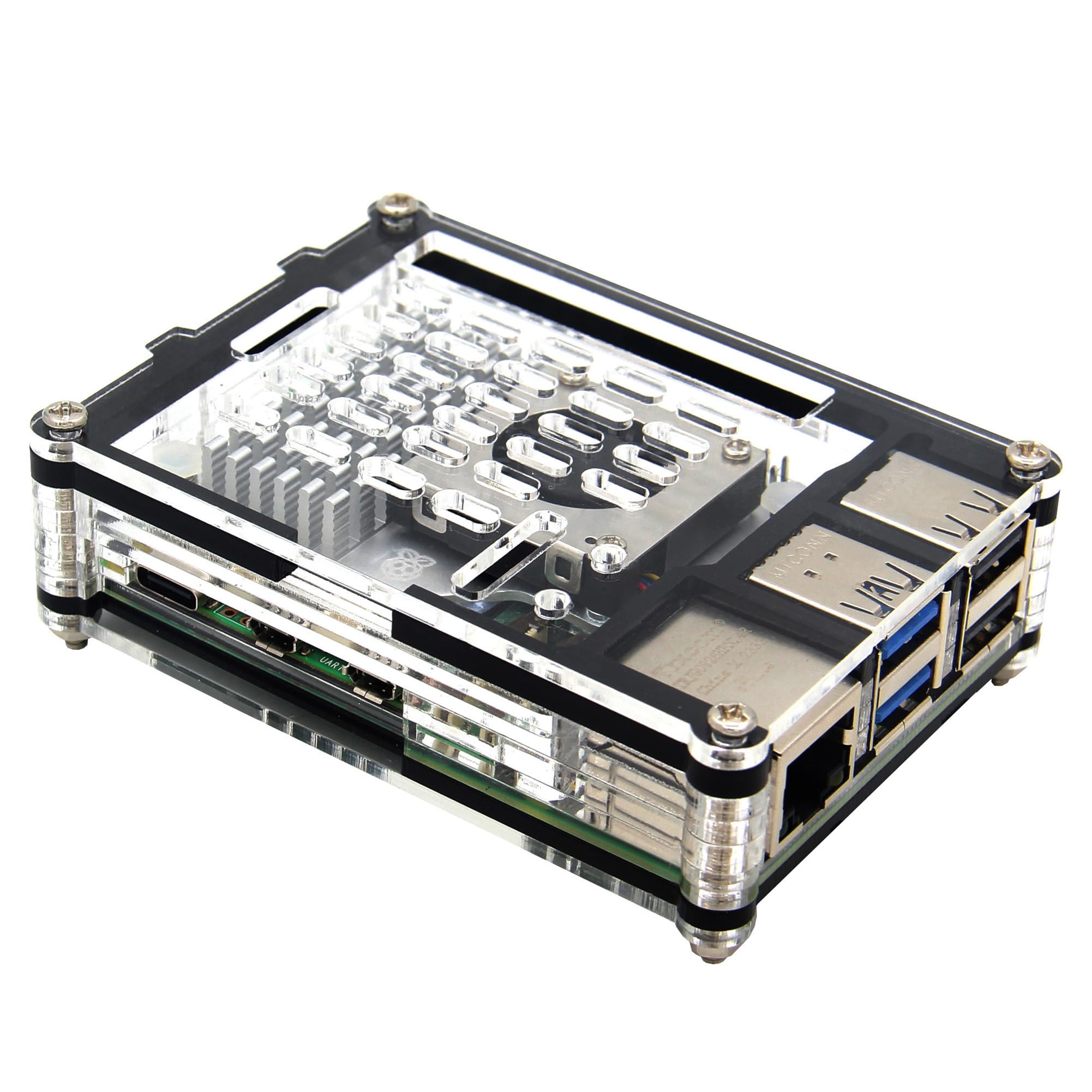 Geekworm 9 Layers Computer Acrylic Case with Power Button for Raspberry Pi 5 4GB/8GB (P394-B)
