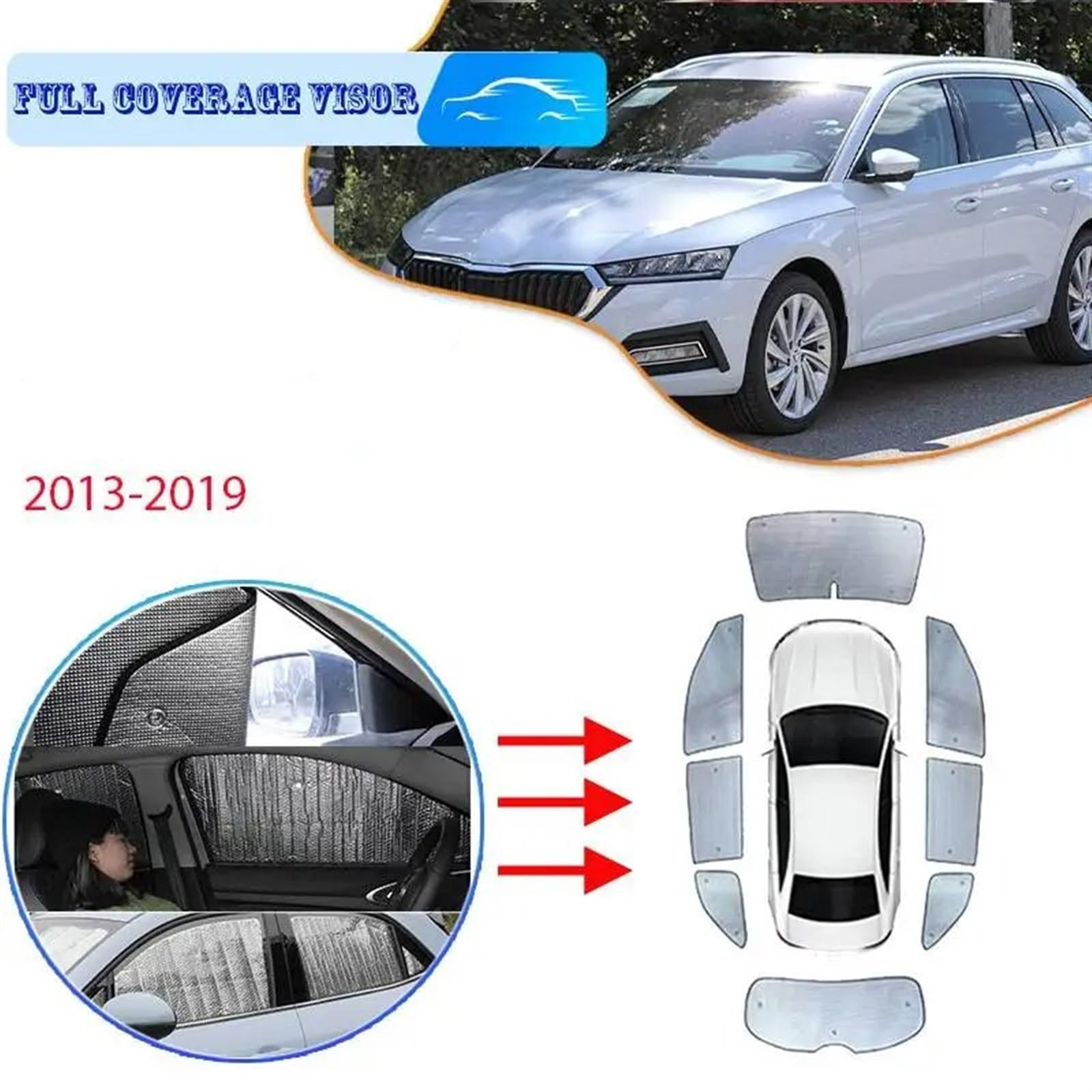 Autofenster Sonnenschutz Für Skoda Für Octavia Für Kombi 3 MK3 5E 2013~2019 Anti ~ UV Auto Sonnenschutz Fenster Sonnenschutz Abdeckung Auto Volle Abdeckungen Sonnenschirme Sonnenschutz Seitenscheibe