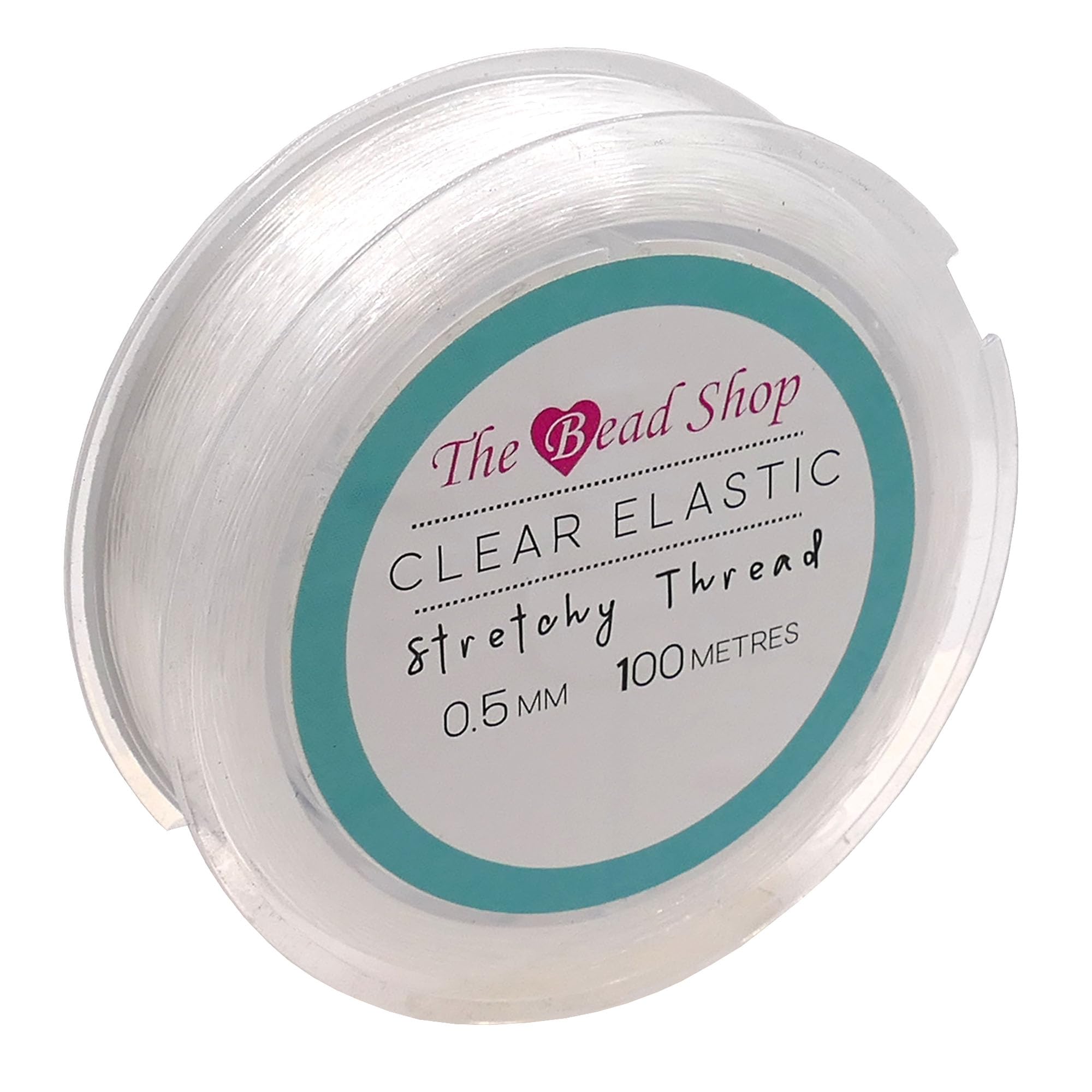 The Bead Shop Clear 0.5Mm X 100M Bracelet String, Elastic String For Bracelet Making - Jewellery Making Supplies - Clay Bead Stringing, Elastic Thread, Invisible Thread