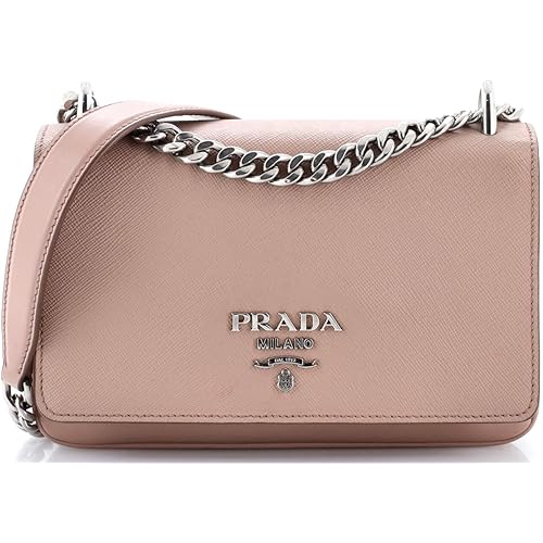 Prada, Pre-Loved Chain Flap Crossbody Bag Saffiano and Soft Calf Small, Neutral