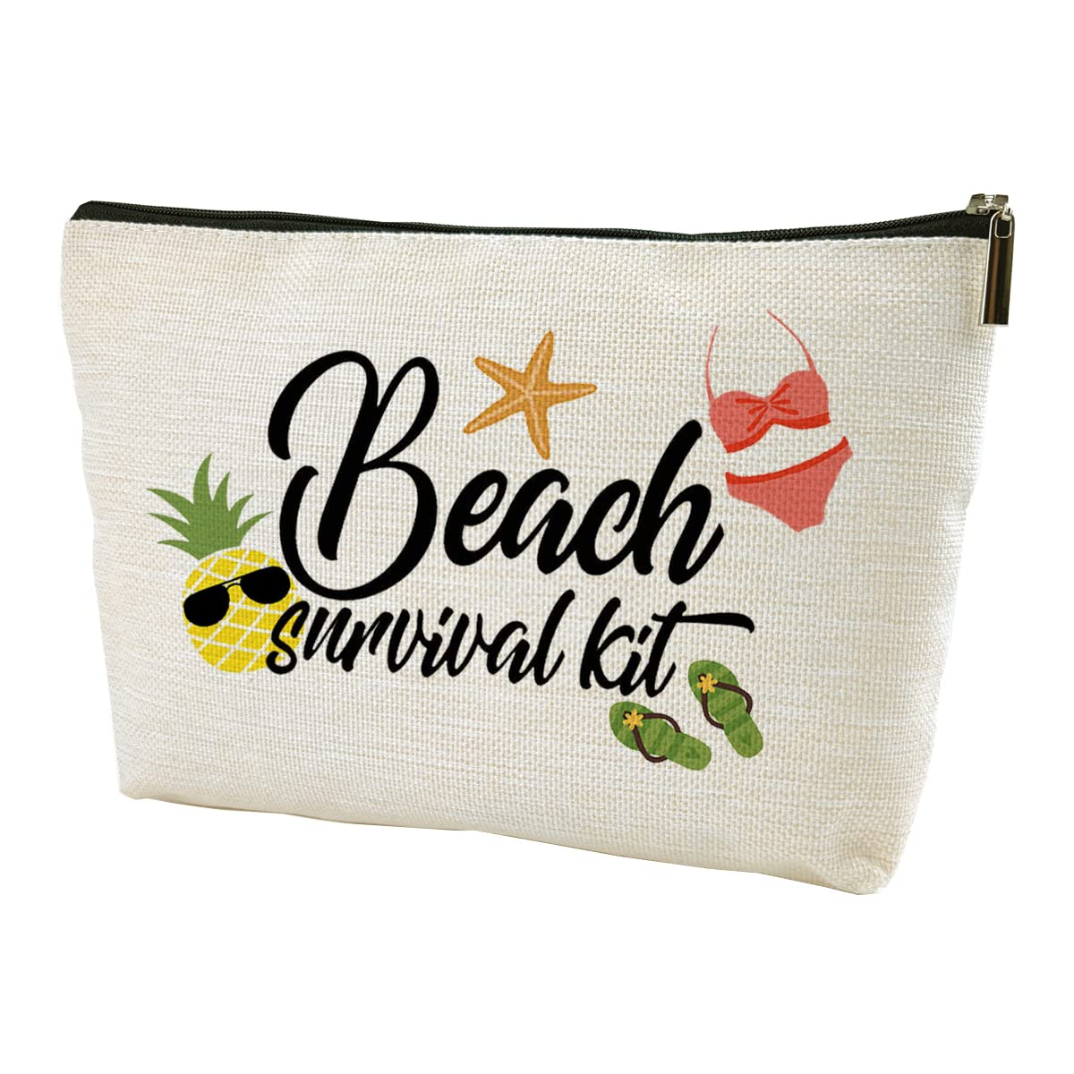 LANBAIHE Beach Survival Kit Cosmetic Bag for Women,Funny Cosmetic Makeup Bag Travel Waterproof Toiletry Bag Accessories Organizer Gifts,Fun Birthday Gifts,Best Gifts for Mom, Wife, Friend, Sister