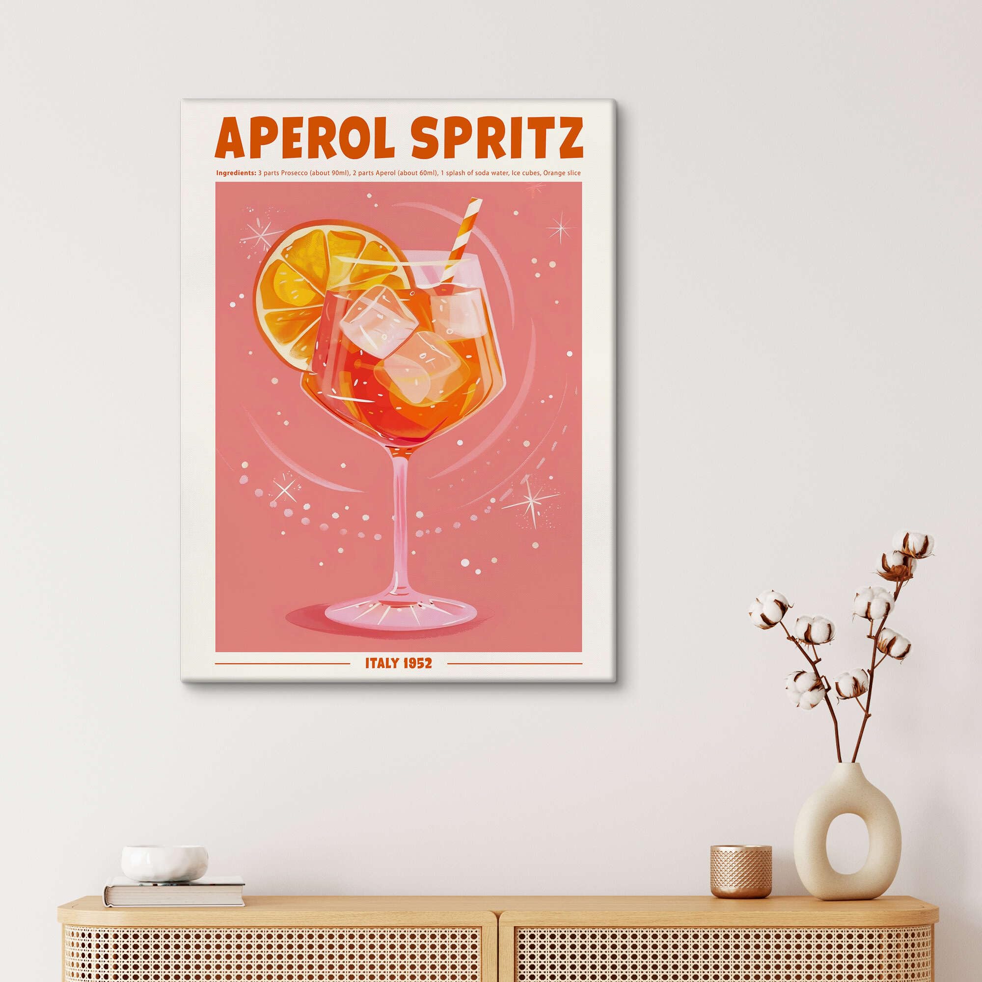 Posterlounge Aperol Spritz, Italy 1952 Leinwandbild | 60 x 80 cm von TAlex Rosé Wandbilder Wanddeko