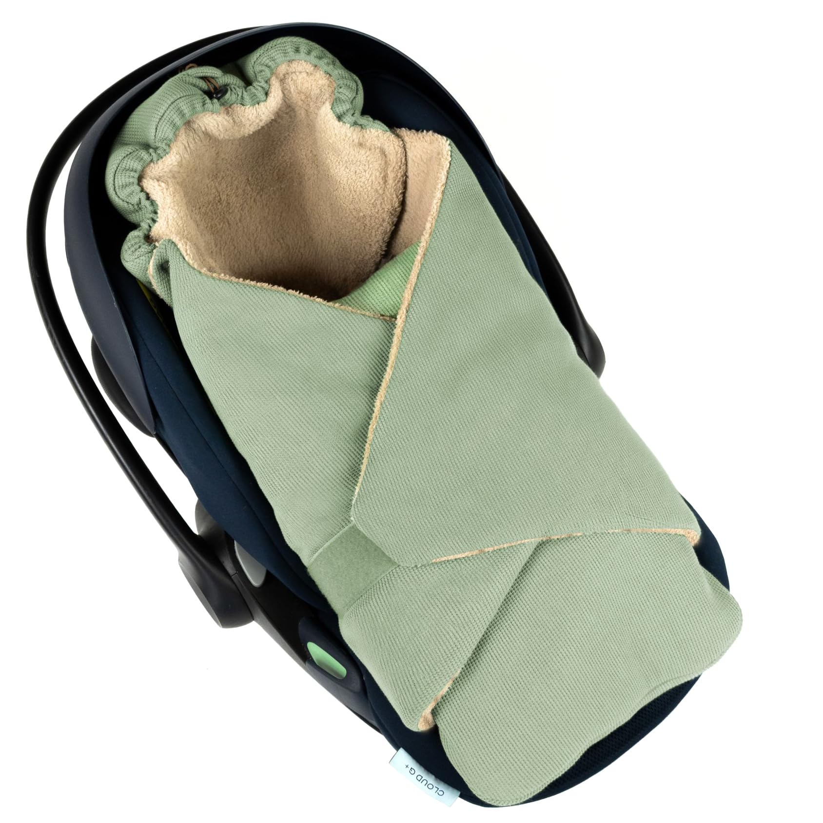 Hofbrucker Baby Einschlagdecke für Babyschale & Kinderwagen - Weicher Fleece aus Öko-Tex zertifizierten Materialien, Frühling, Herbst & Winter, Universal 0–12 Monate, Kuschelige Einschlag (Salbei)