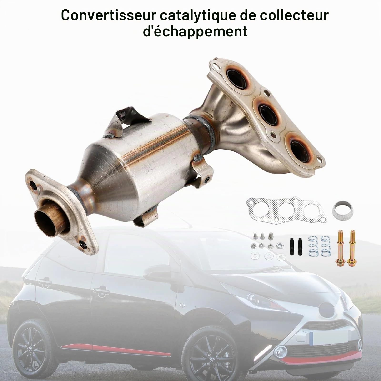 Convertisseur catalytique avec kit de montage kit de joints compatible avec C1 PM PN1.0 107 PM PN 1.0 2005-2014, remplacement pour 0342K0 0342K3 0342K8 0342L5 0342L3 1609158080