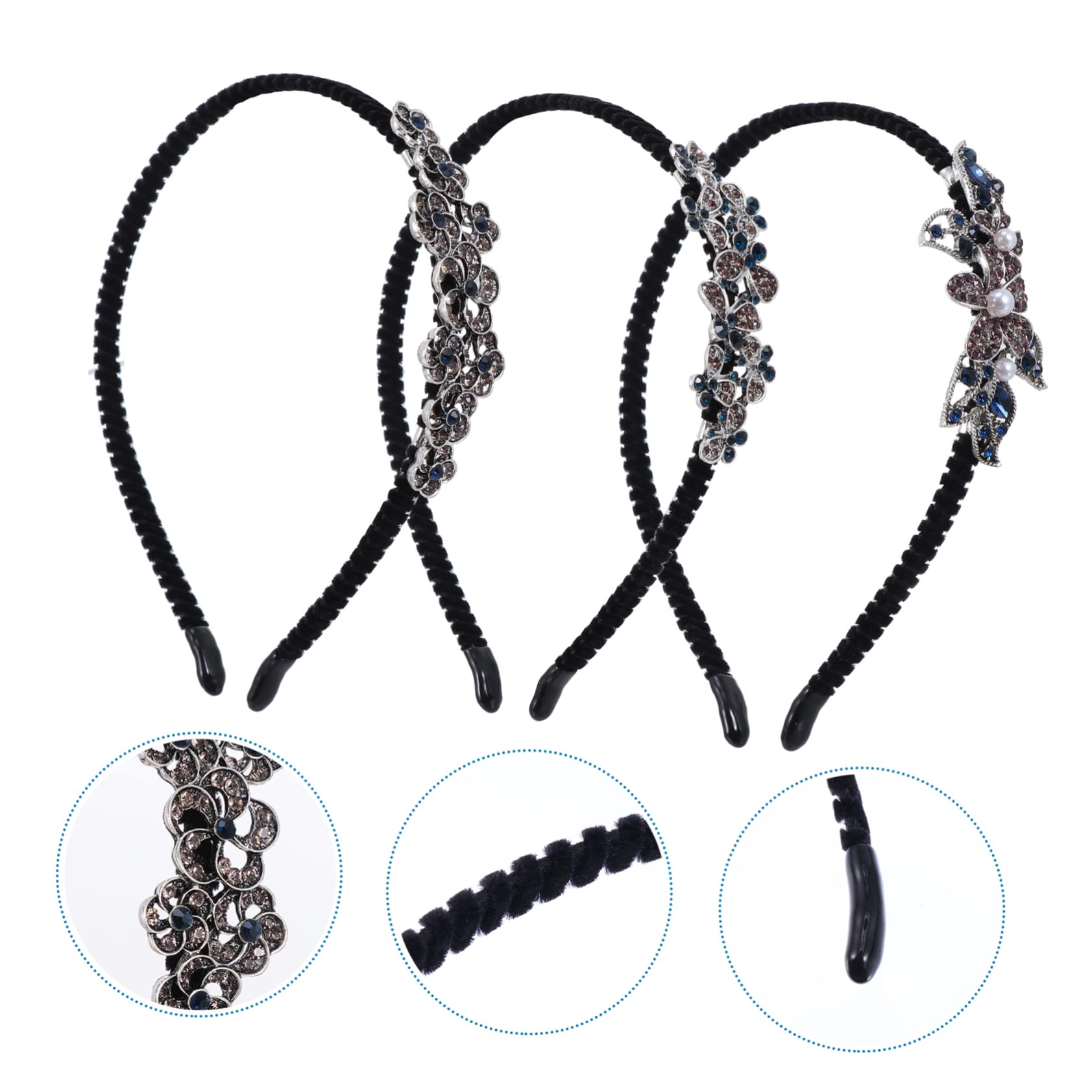 MAGICLULU 3 Set Di Eleganti Cerchietti Per Con Strass Da Donna Per Feste Uso Quotidiano 3 Pezzi*3