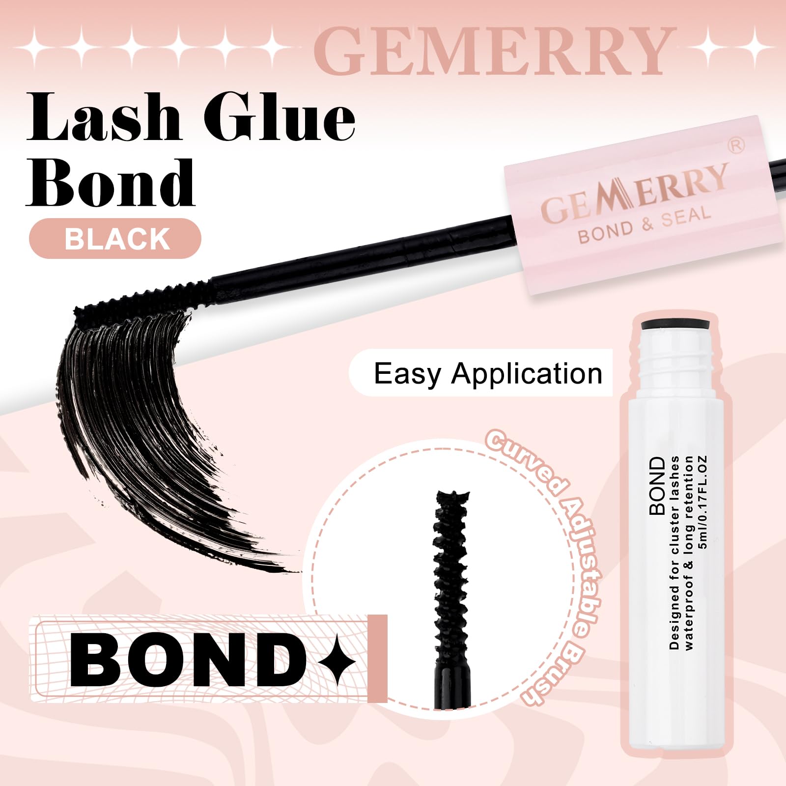 2 unidades de pegamento para pestañas GEMERRY 10 ml, Lash Bond and Seal, extensiones de pestañas, pegamento para extensiones de pestañas, pegamento de 7 días de retención y sellos — view 3