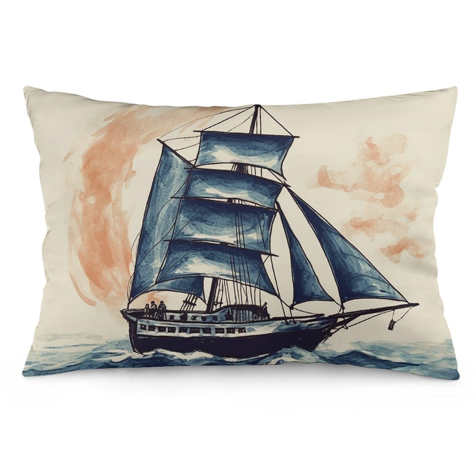 2 Pack Pillow Cases for Hair and Skin, Soft Breathable Pillow Case Covers with Hidden Zipper, Nautical Sailboat Pillowcase 16 "x24 Pillow Covers for Sleeping Gift