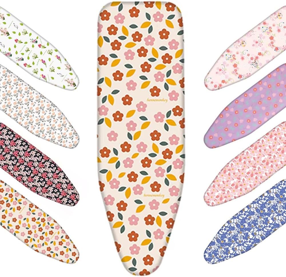 Large Ironing Board Cover Replacement Ironing Board Cover and Pad 36x12 39x13 43x13 48x15 in Ironing Board Pad Adjustable Floral Iron Board Cover(Red,48x15in(120x38cm))