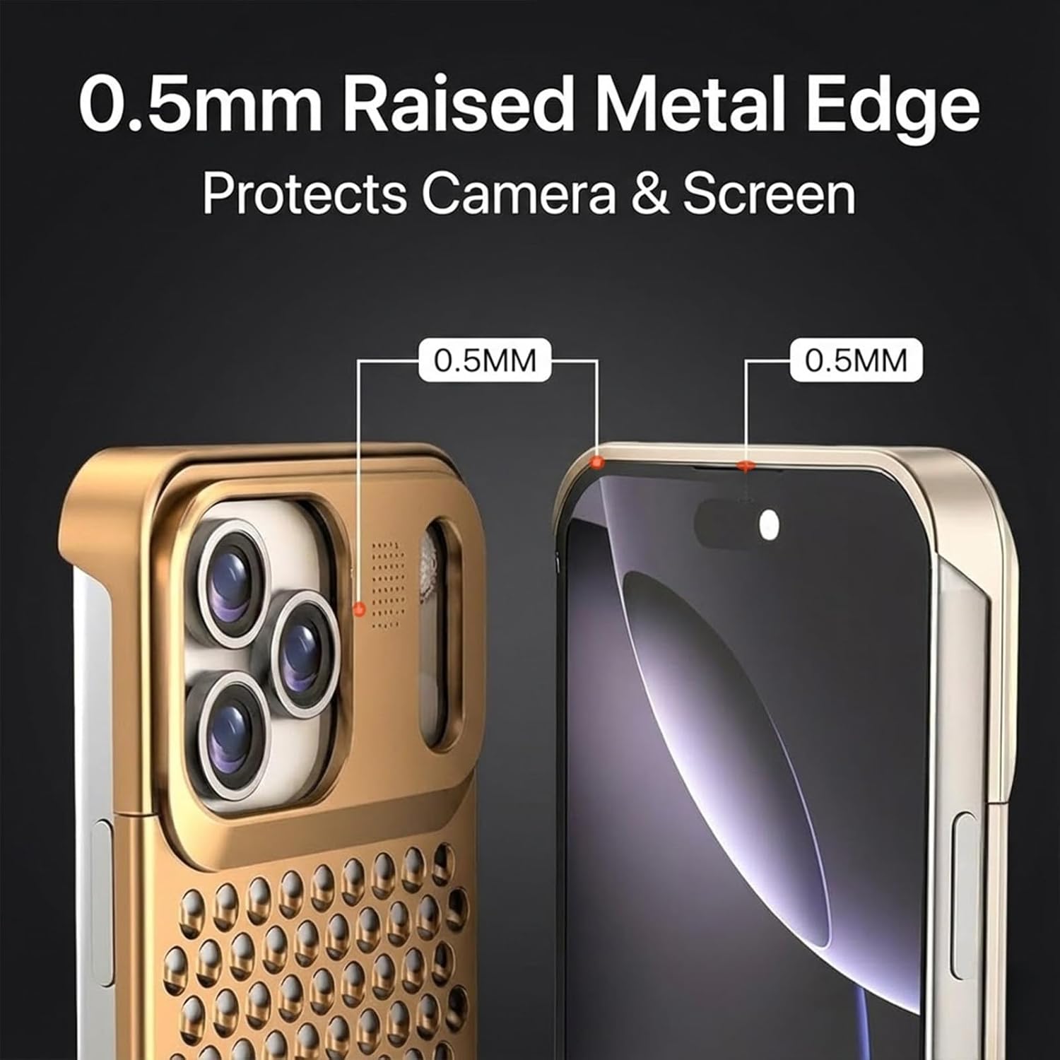 Frameless Metal Case for iPhone 17/17 Pro/17 Pro Max, Ultra-Light Aluminum Alloy Bumper with Built-in Scented Insert, Hollow Cooling Design and Shock-Absorbing Protective Cover(Black,17 Pro)