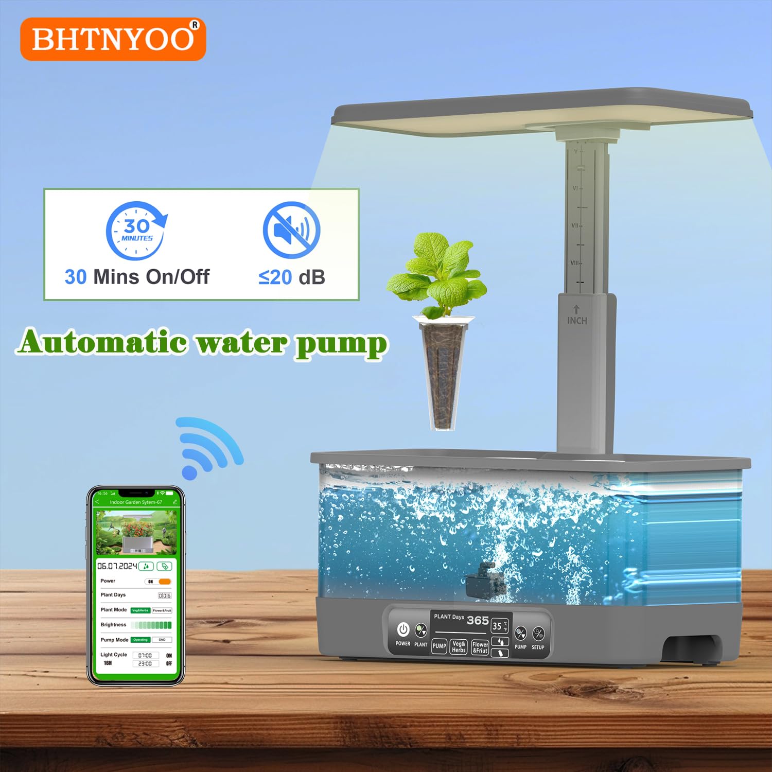 Sistema di coltivazione idroponica, APP & WiFi, 8 cialde intelligenti da giardino con luci di crescita a LED regolabili in altezza da 24 W, per regali di giardinaggio interni, fioriera per ortaggi