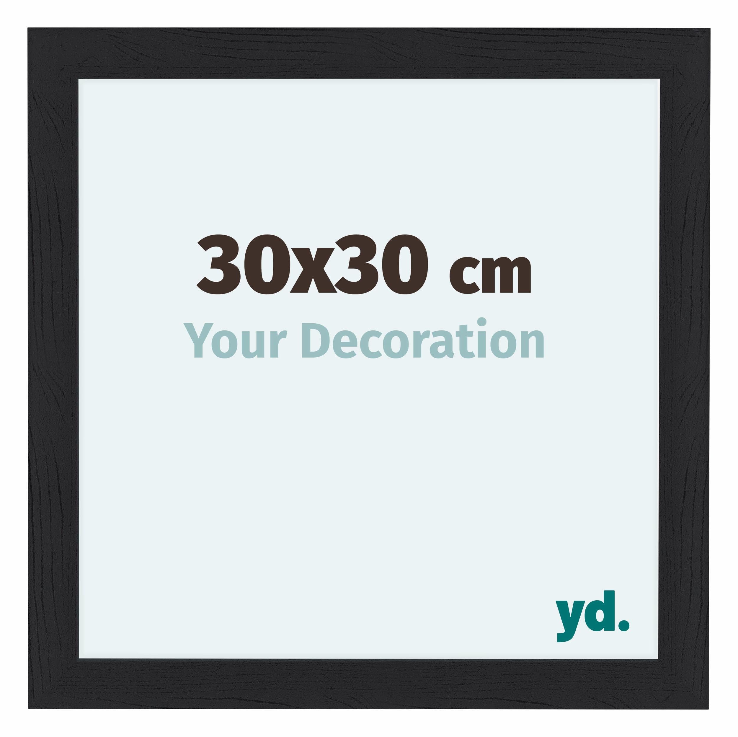 Your Decoration - Picture Frame 30x30 cm - Black Woodgrain - Decorative Wall Frame in MDF with Antireflection - Frame 30x30 - Como