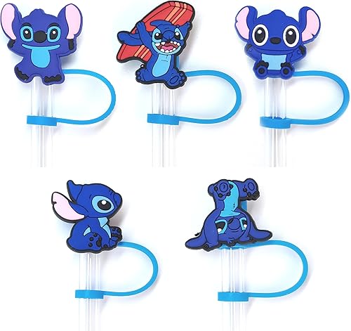 Miniatura 1 de Stitch - Fundas de silicona reutilizables para punta de pajita, a prueba de salpicaduras, a prueba de polvo, ideal para pajitas de 0.236 a 0.315