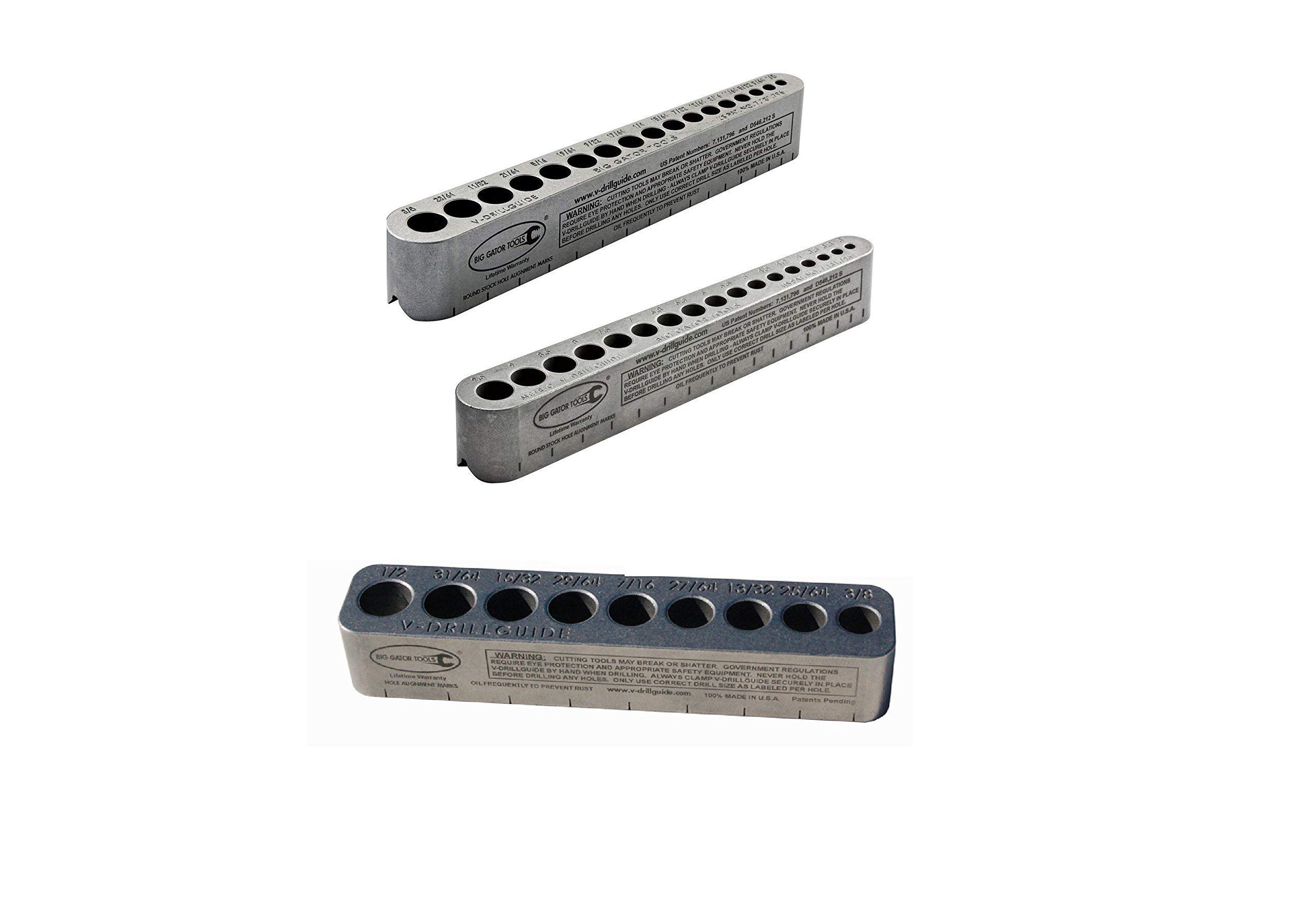 Big Gator ToolsBGT V-Drill 3 Pack V-DrillGuides - SAE/Metric Sizes Set