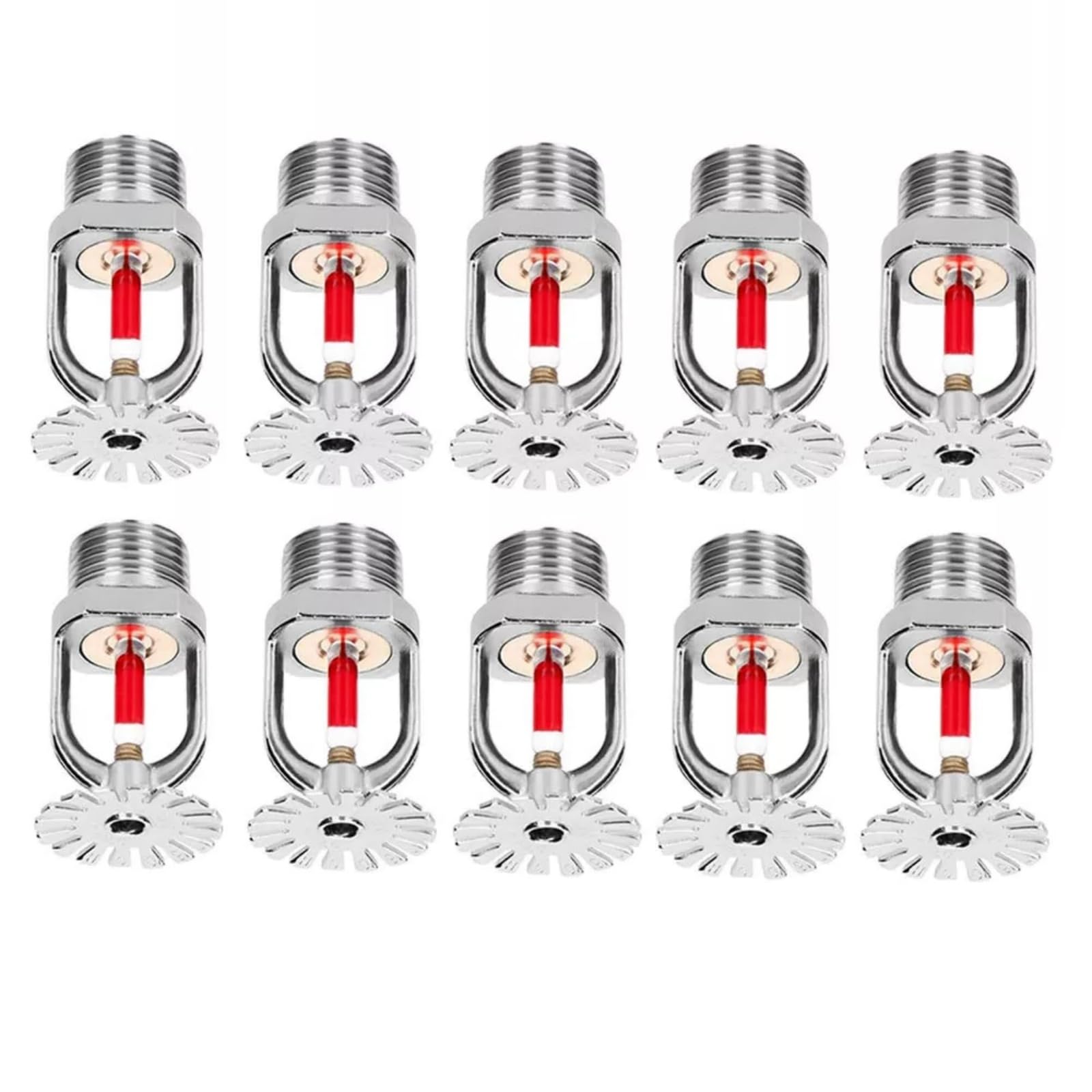 10 Pcs Fire Sprinkler Head 1/2” NPT 155℉ 68°C Pendent Type Copper Chrome K80 Fast Response Automatic Fire Sprinkler System