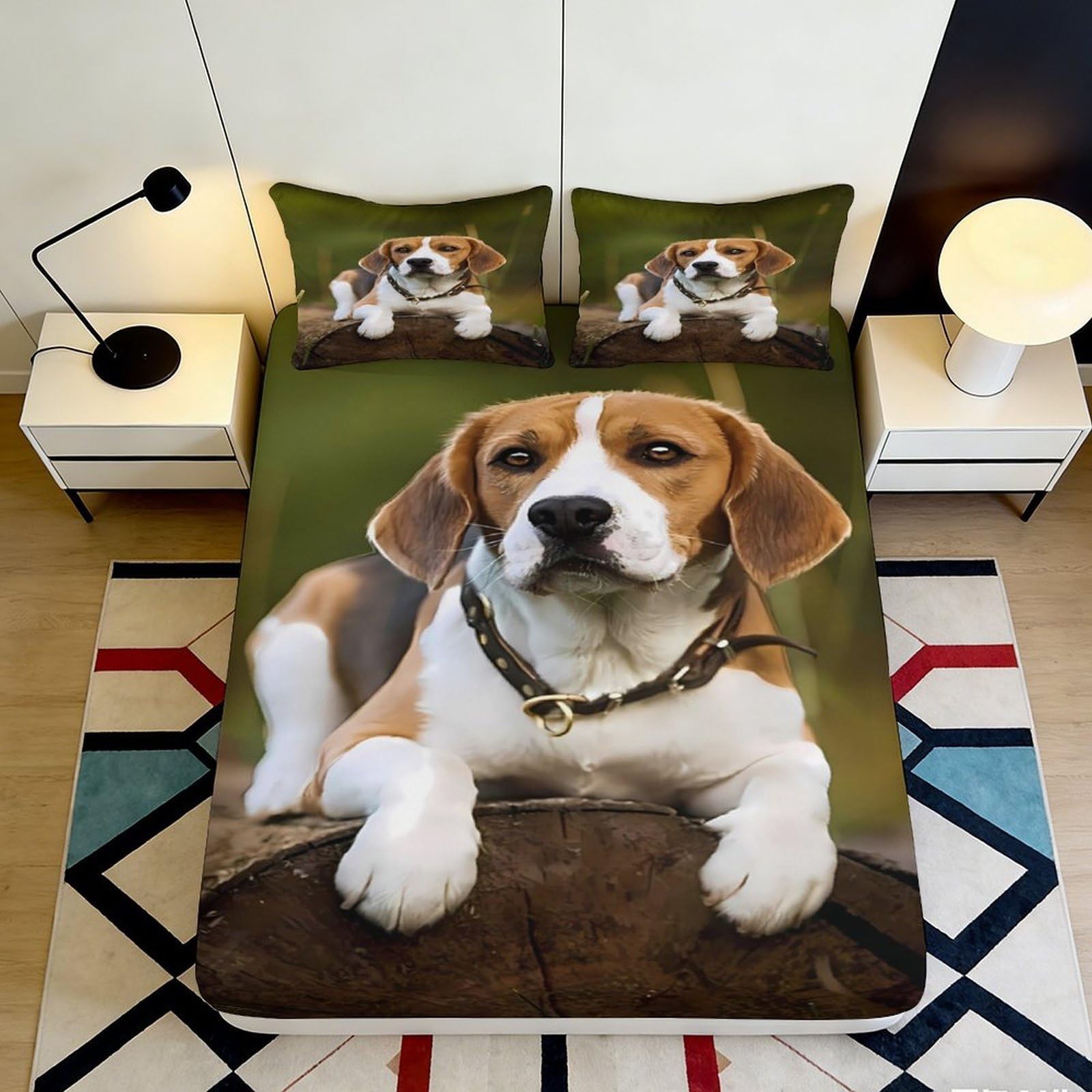 Jqzkxnhpbr Style-10 3D Printed Beagle Dog Fitted Sheet Microfiber Soft Animal Pattern Bed Cover For Bedroom Guest Room Decor Protection 90X200x25cm