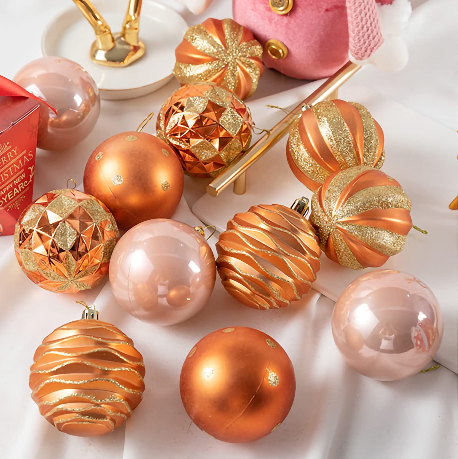 Palline di Natale 12pcs Palle di Natale Ornamenti Shatterproof Decorazioni Natalizie Appeso Palla d'attaccatura for Vacanze Decorazione for Feste Nozze, 60mm / 2.36" Decorazioni(B)