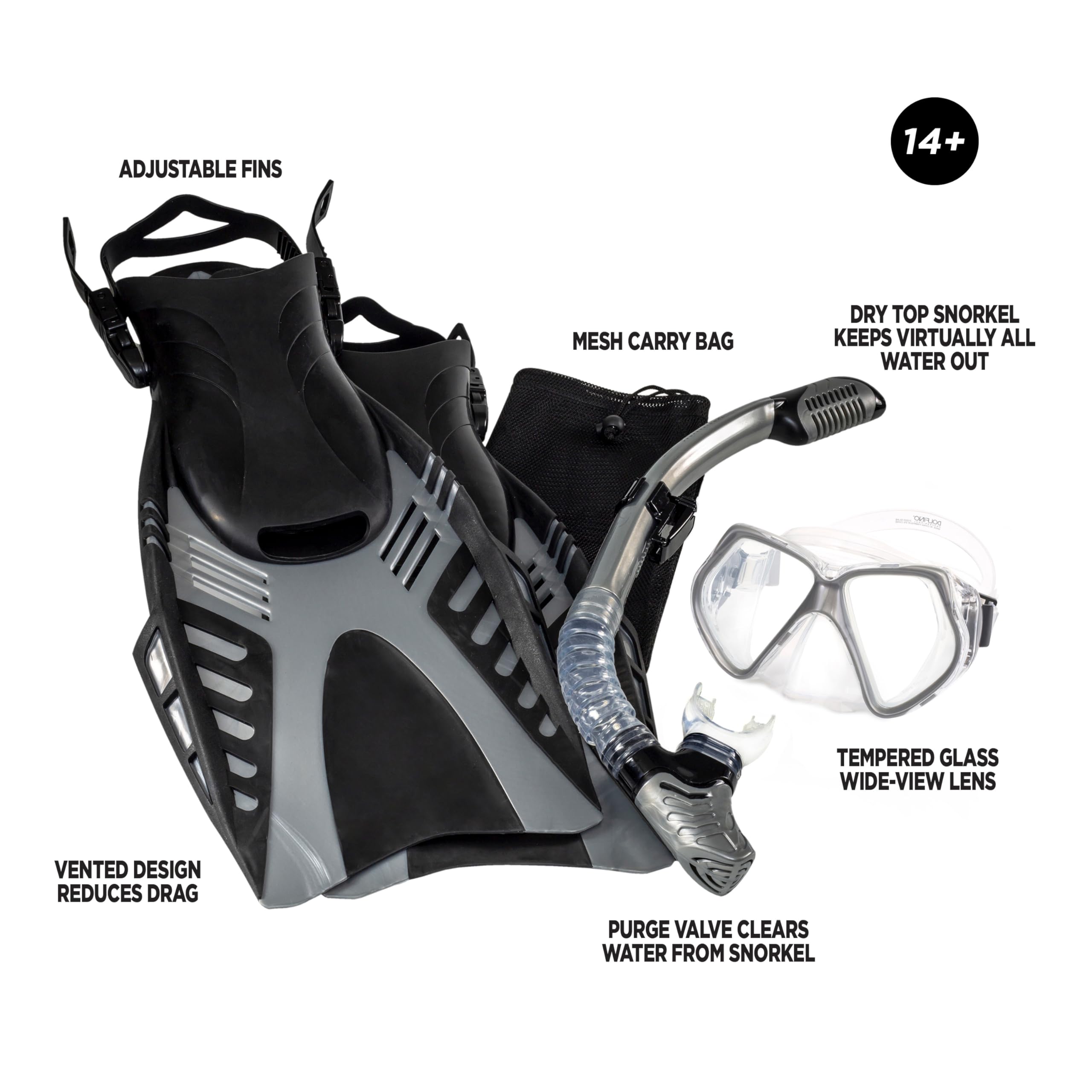 Dolfino Pro WCX18230S4L Dyna Flex 5-Piece Dive Set - Large/X-Large