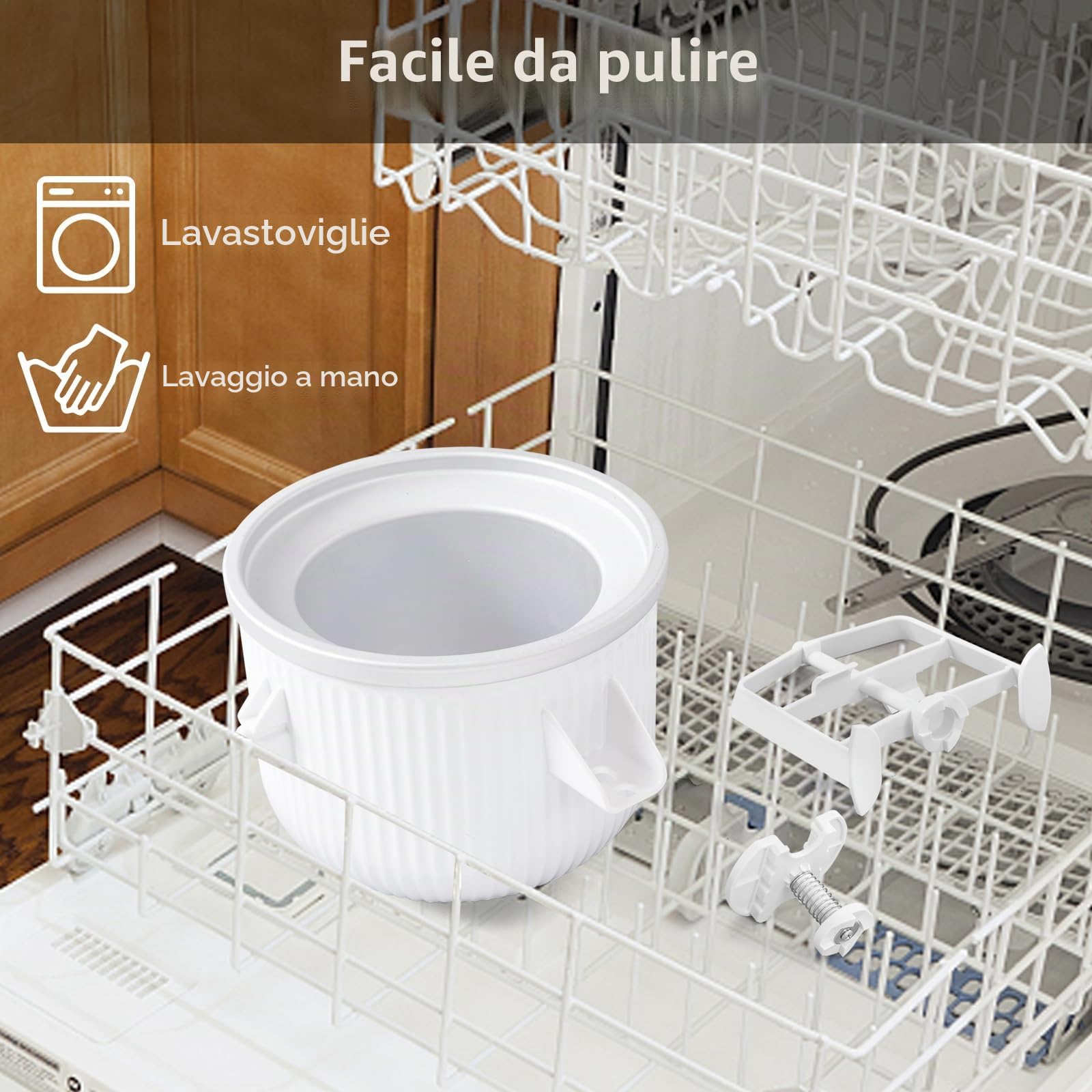 Gdrtwwh Accessorio per gelatiera per Kitchenaid - Accessorio per gelato e gelatiera Kitchenaid, adatto per mixer Kitchenaid 4,3 L e 4,8 L (lavabile in lavastoviglie)