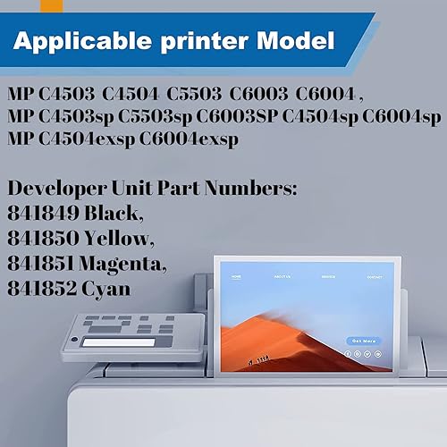 Miniatura 2 de MP C4503 - Cartucho de tóner compatible con impresora Ricoh MPC4503 MPC4504 MPC5503 MPC6003 MPC6004 (841849, negro)