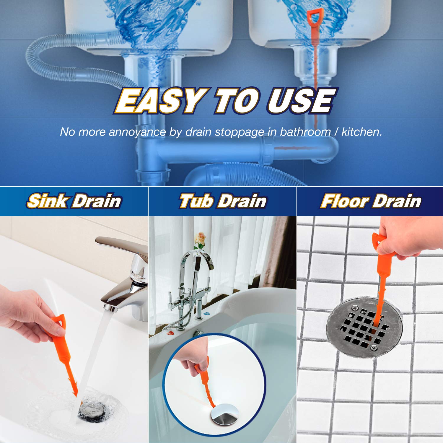 25 Pack Drain Clog Remover 20 Inch, Sink Snake Hair Removal Tool Drain