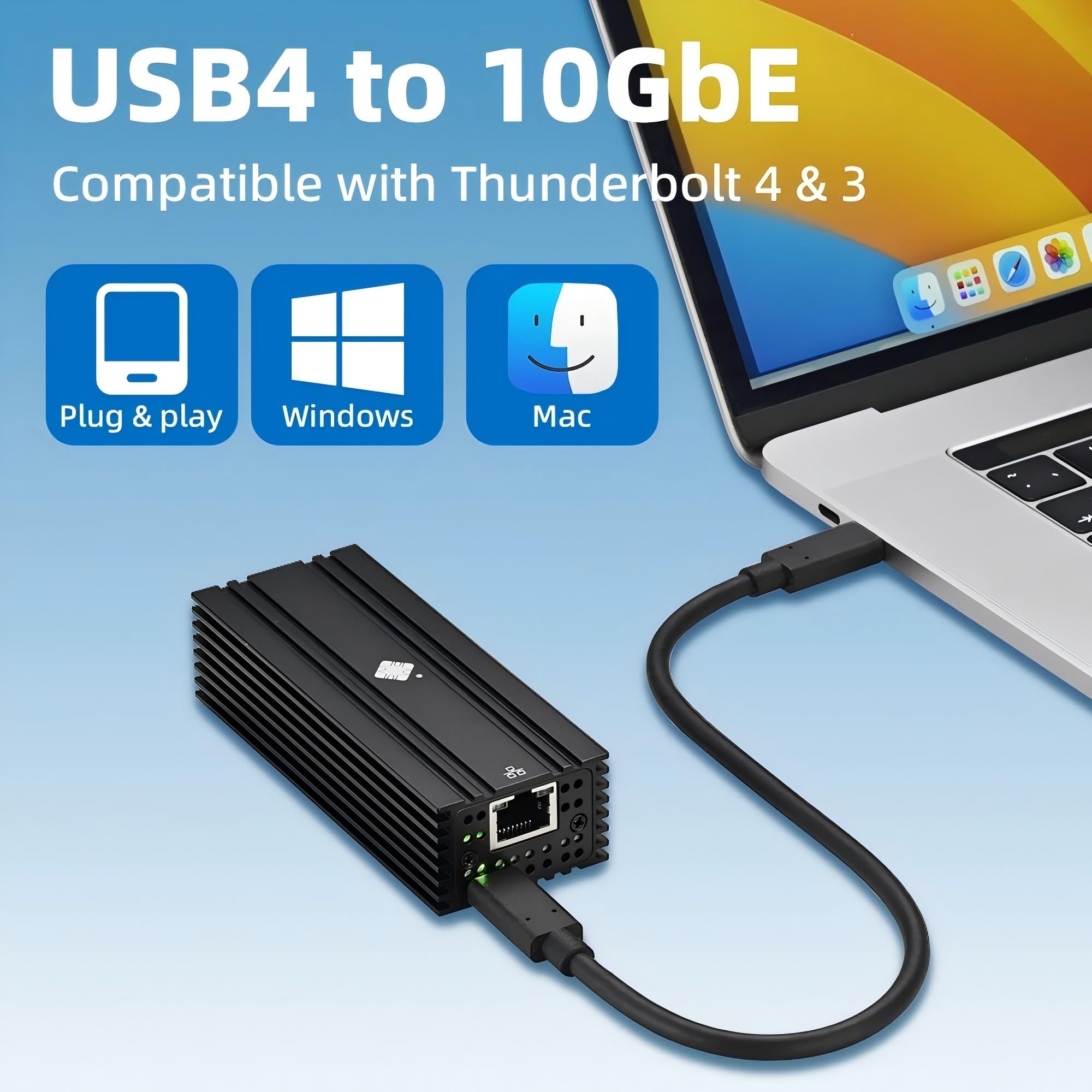 Amazon.co.jp: Lekuo USB4/Thunderbolt 10GbE ネットワークアダプター