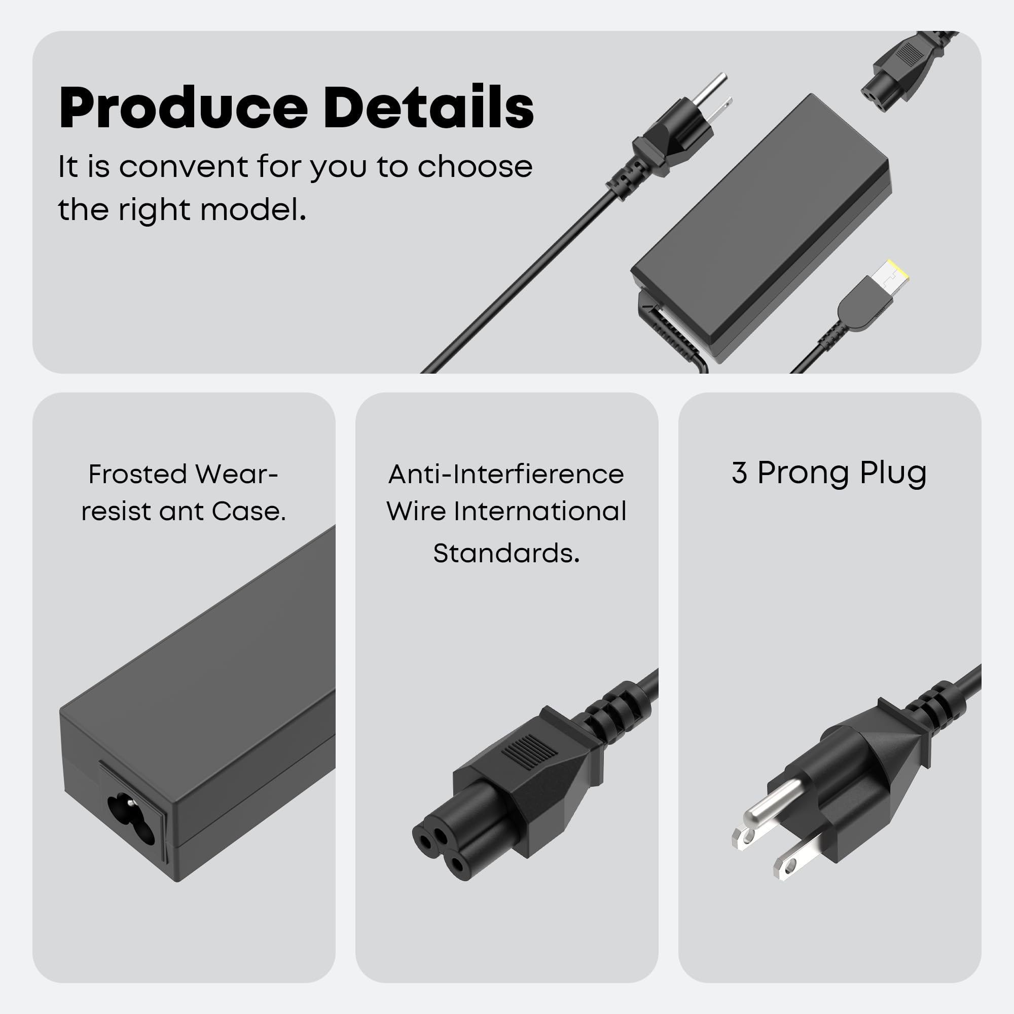 WZXHU 65W Slim Tip Laptop Charger for Lenovo ThinkPad T460 T470 T470S T440S — Amazon image 4