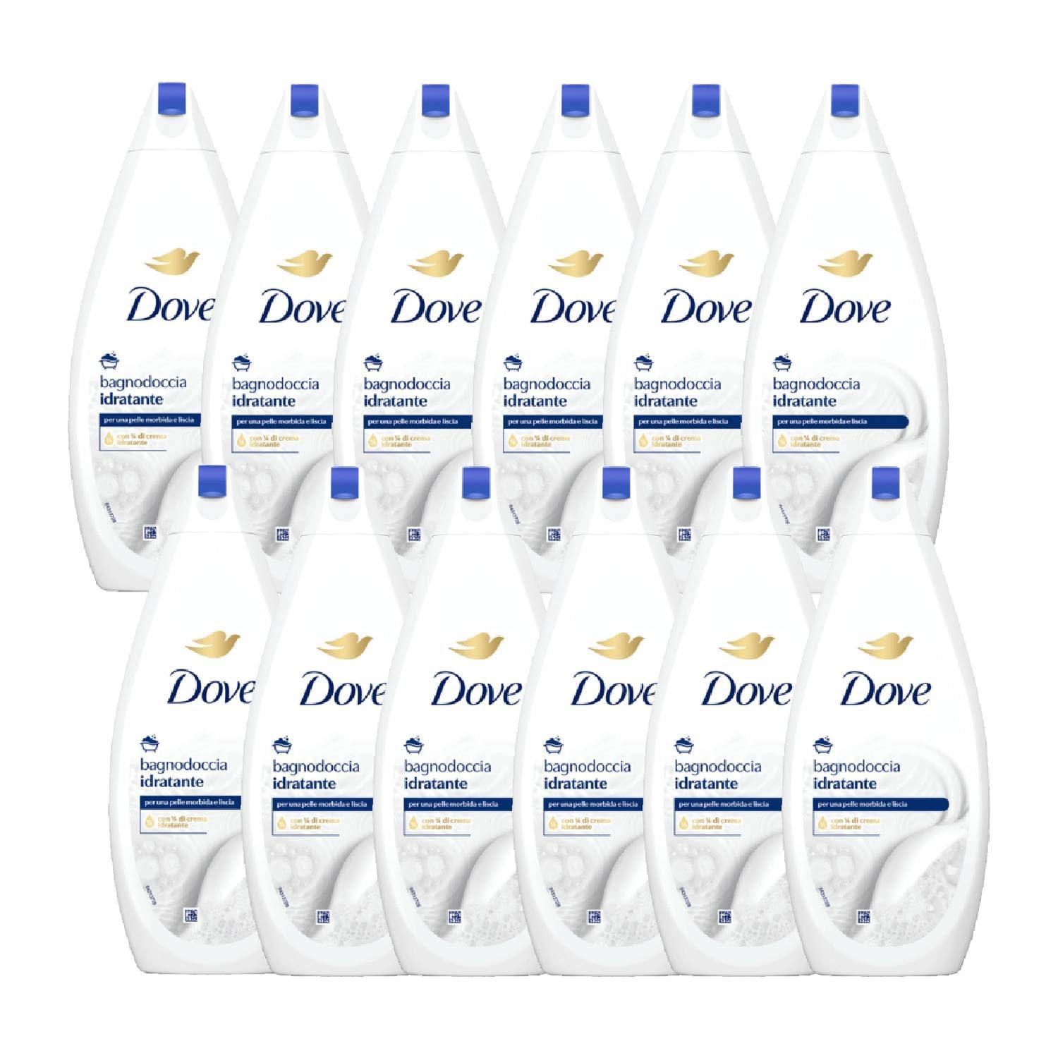 12 Pezzi Dove Bagnodoccia di Bellezza Idratante - 700 ml - Formato Famiglia …
