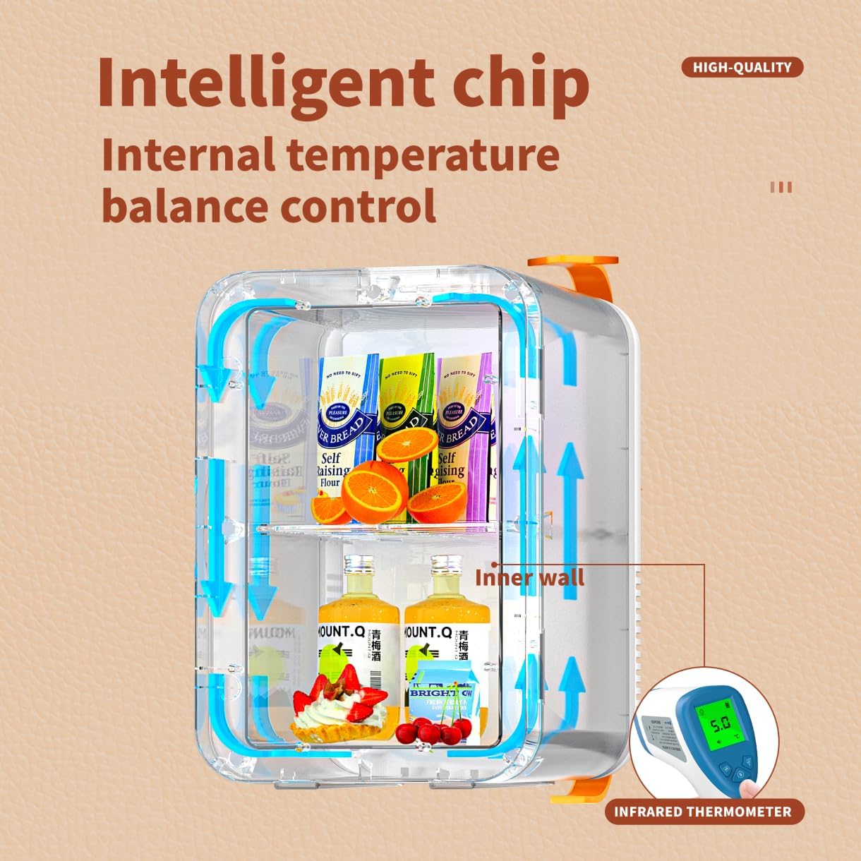 8L Portable Mini Fridge Cool and Warm Dual Function Compact Refrigerator 0-10°C Cooling Up to 65°C Heating Ultra Quiet 28dB AC DC Power for Skincare Drinks Snacks Home Dorm Car Use