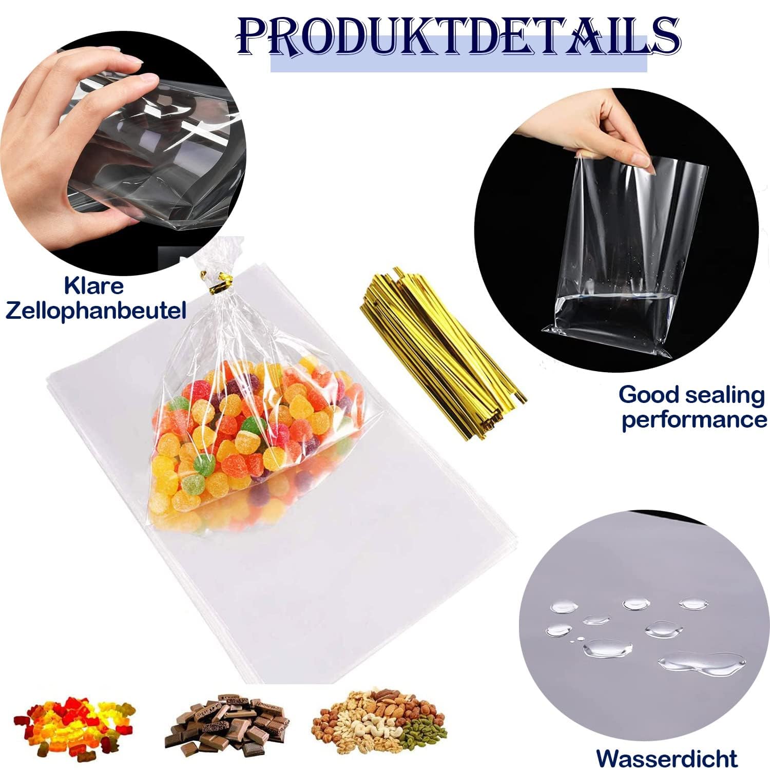 Orsacchiotto di Cellophane sacchetti di plastica caramelle Goodie violoncello sa