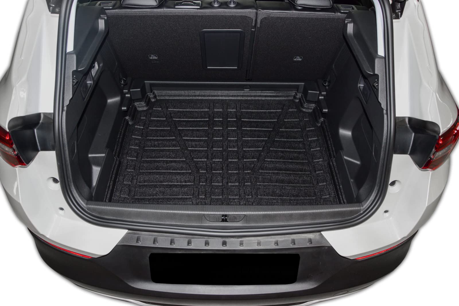 SCOUTT Vasca Bagagliaio per Opel Grandland X 2017-2024 Piano Inferiore, in TPE su Misura, Proteggi Baule con Bordo Alto 4 cm, Antiscivolo, Inodore