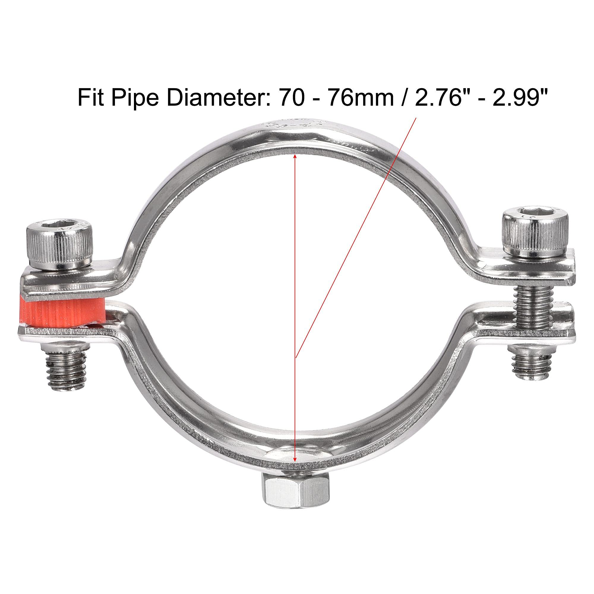 Clips for tuberías, sourcing map Soportes for tuberías for montaje en techo y pared, abrazadera de soporte for tuberías ajustable de acero inoxidable 304, 2 unidades(70 76mm)