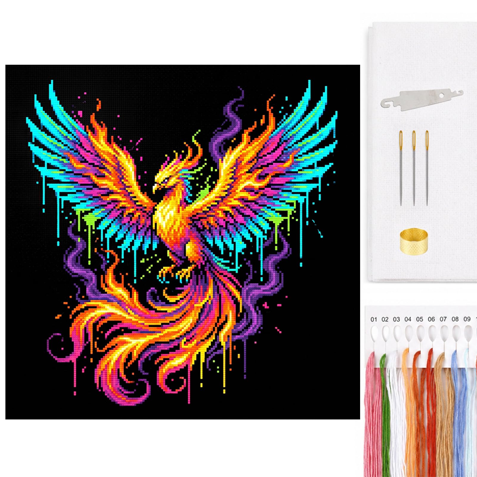 Animal Full 14CT 2 Strands DIY Cross Stitch Kit 11.81x11.81inch Embroidery Craft for Beginners Adults Home Decor