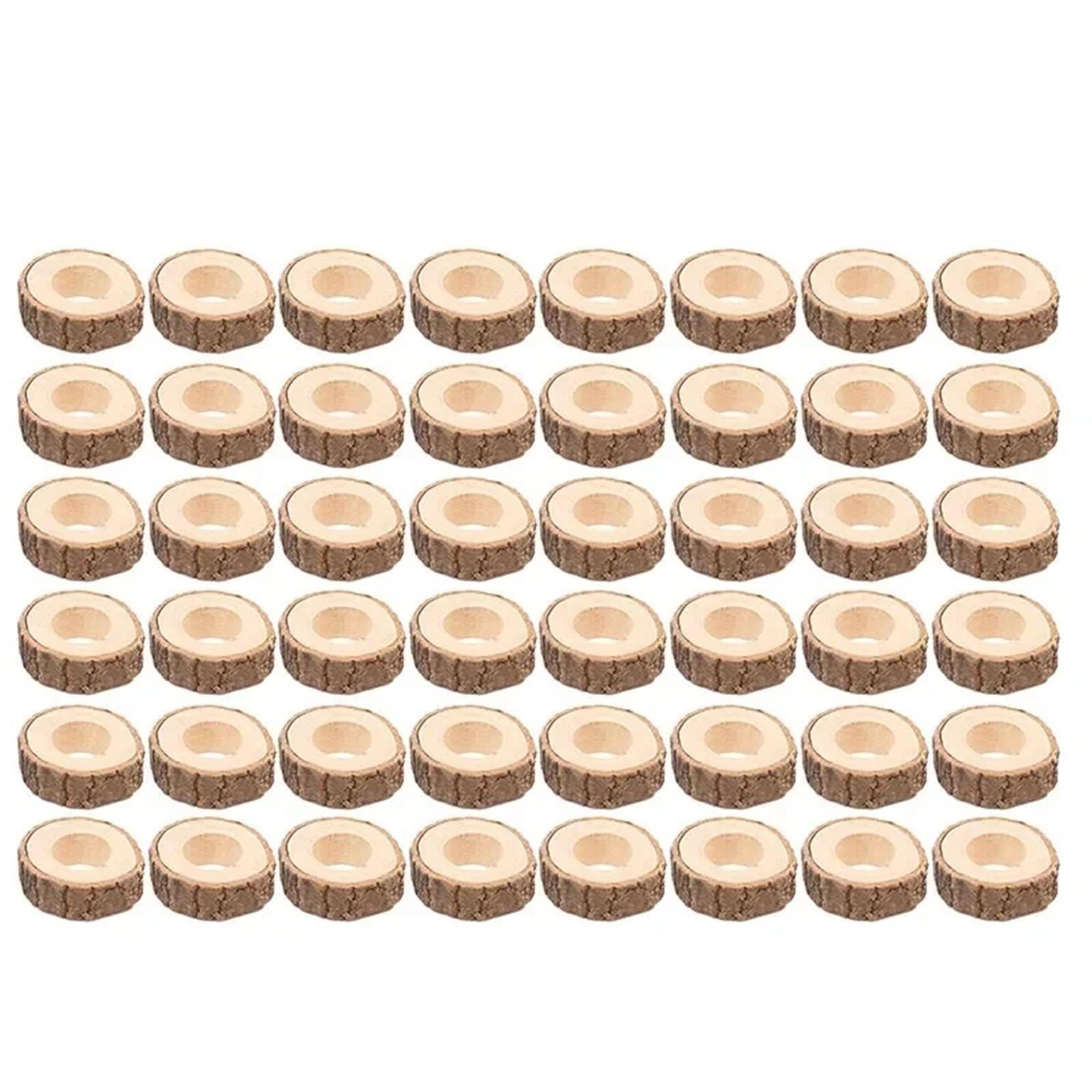 Lot de 48 ronds de serviette créatifs en bois pour table de fête, fournitures de mariage, décoration rustique vintage en écorce, souche, artisanat