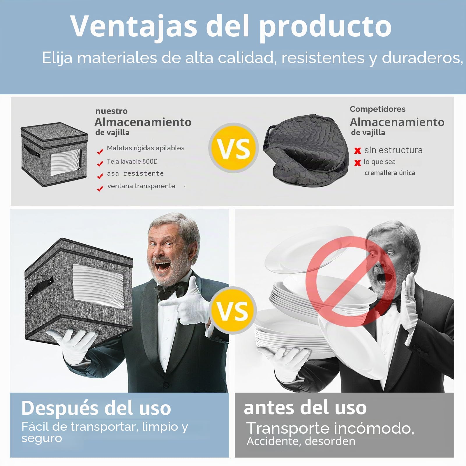 Caja de almacenamiento de fieltro para vajilla de autocaravana, 30,5 x 30,5 x 20,3 cm, con tapa y 24 separadores de fieltro para platos y más