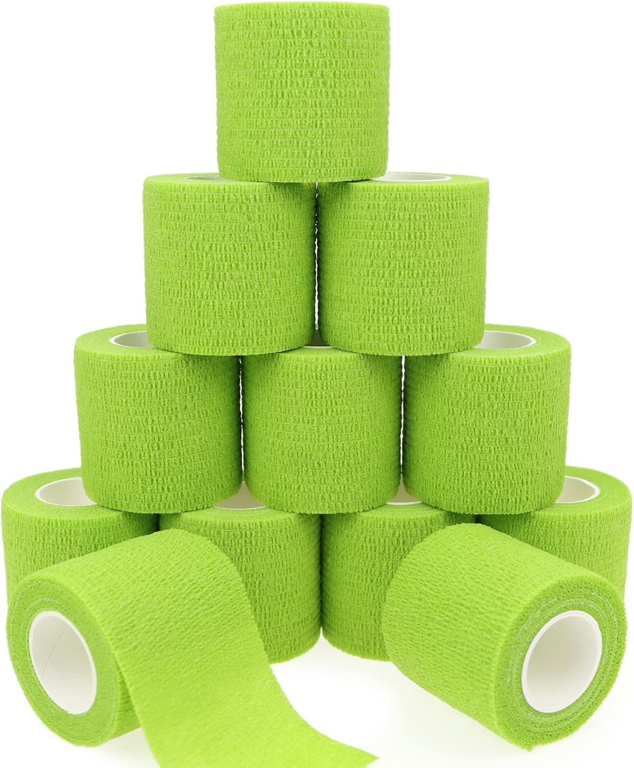 Self Adhesive Bandage Wrap Animal Cohesive Bandage Self Adherent Wrap First Aid Tape for Dogs Cats Horses Birds & Wrist Healing Ankle Sprain (2 Inch Grass Green 12 Rolls)