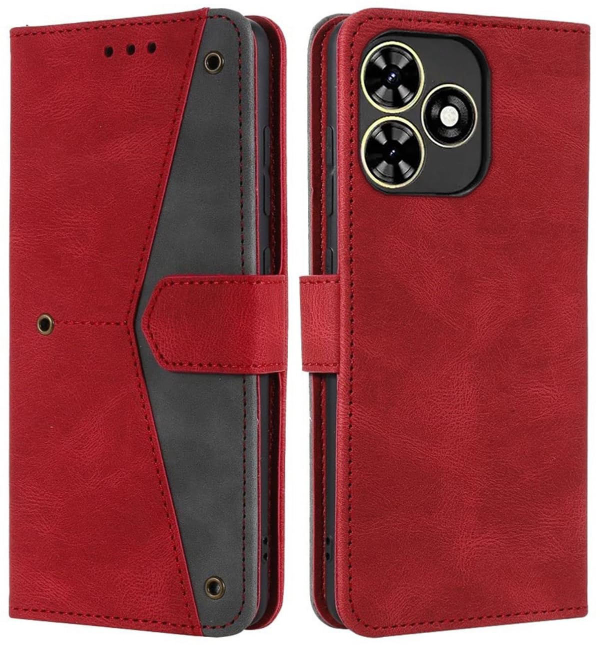 GoldKart Flip Back Cover Case for Tecno Pop 8 | Dual-Color Leather Finish | Inbuilt Stand & Pockets | Flip Cover for Tecno Pop 8 (Faux Leather, Red) (B0CTFHH2RQ) Amazon Price History, Amazon Price Tracker
