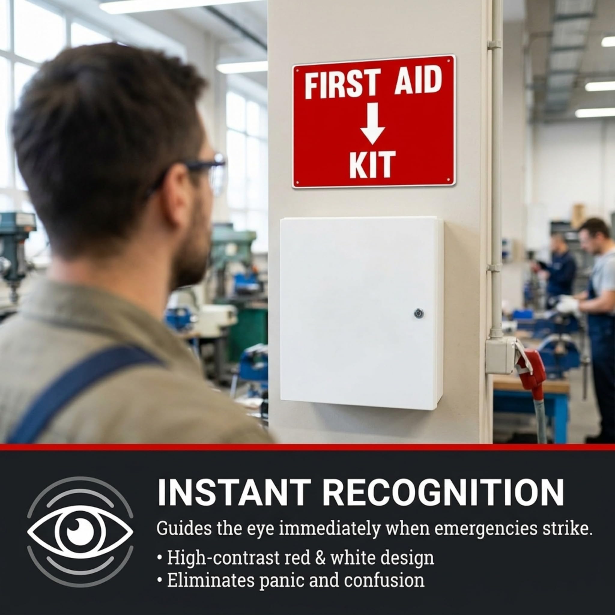 2 Pack First Aid Safety Sign For Emergency Kit, Clear Visible 7" x 10", Easy To Install, Durable Water Resistant for Indoor and Outdoor Use — Amazon image 7