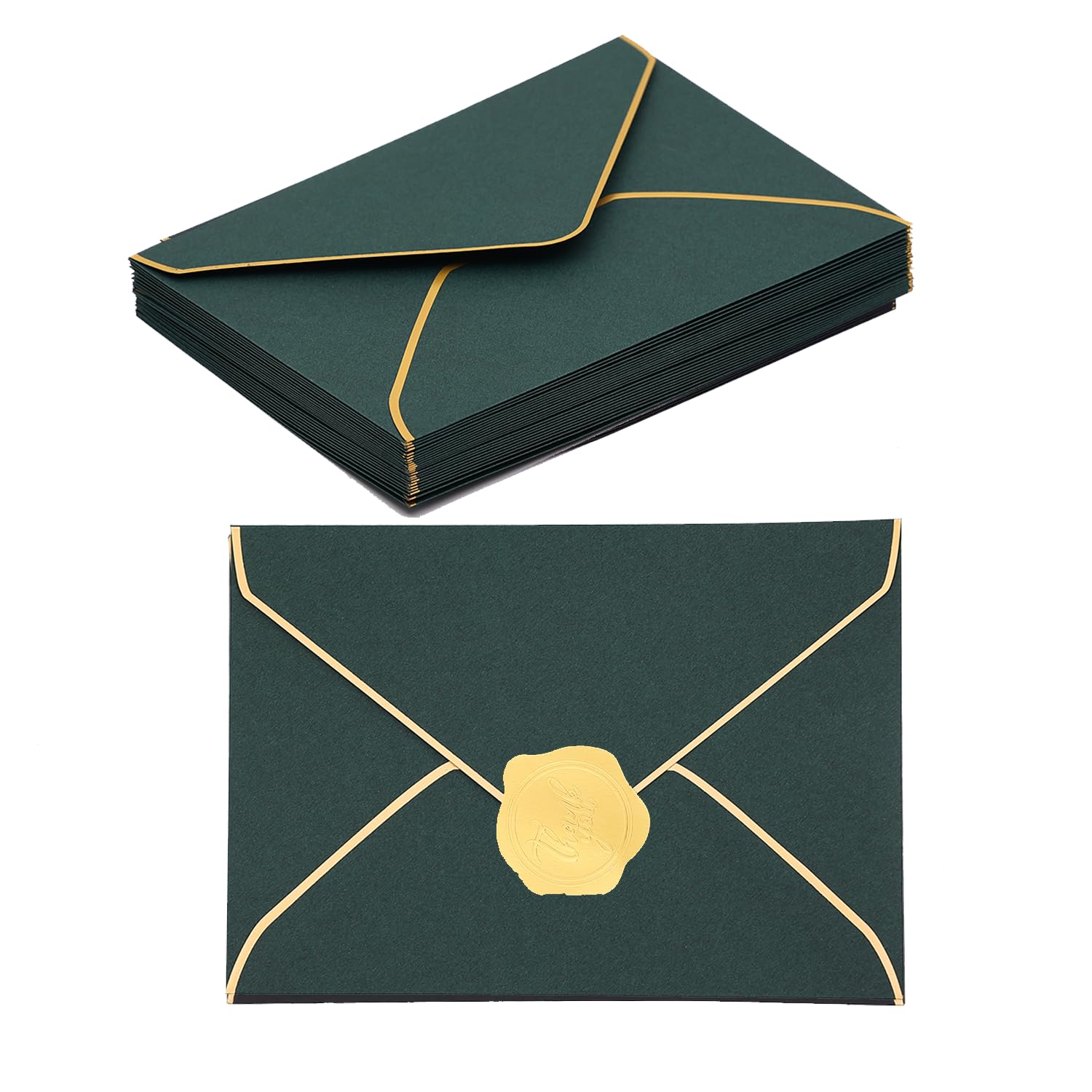  Foto zu Pink Envelopes 5x7 50 Pack Dark Green A7 Envelopes With Gold Border - V 